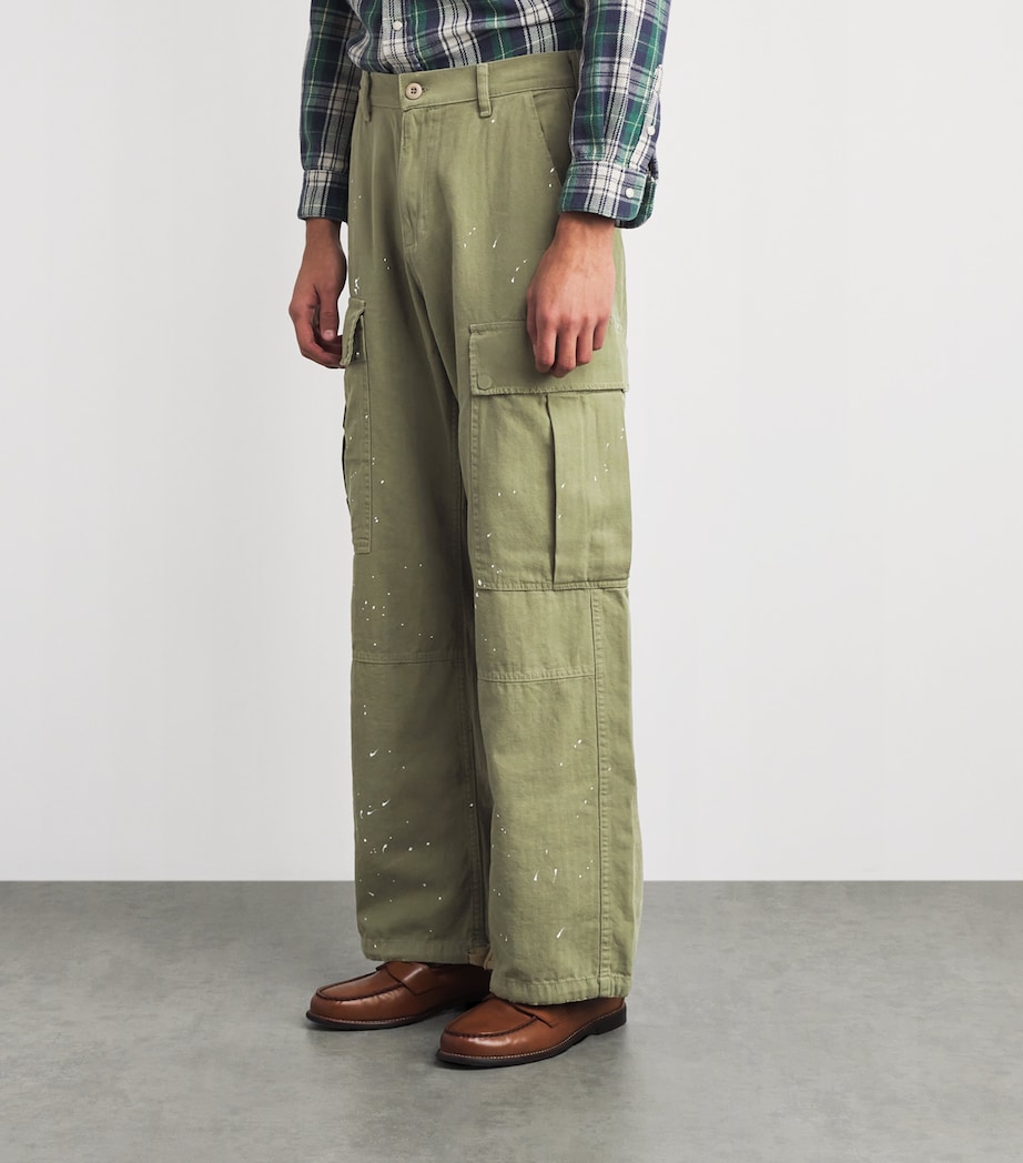 Cherry Los Angeles Mens Wide-Leg Cargo Trousers Green Image 4