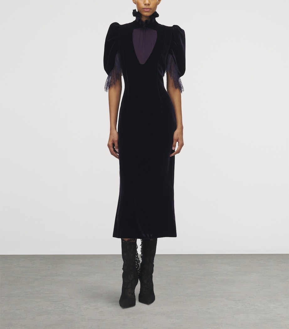 Velvet Lace-Detail Midi Dress 5144 Image 2