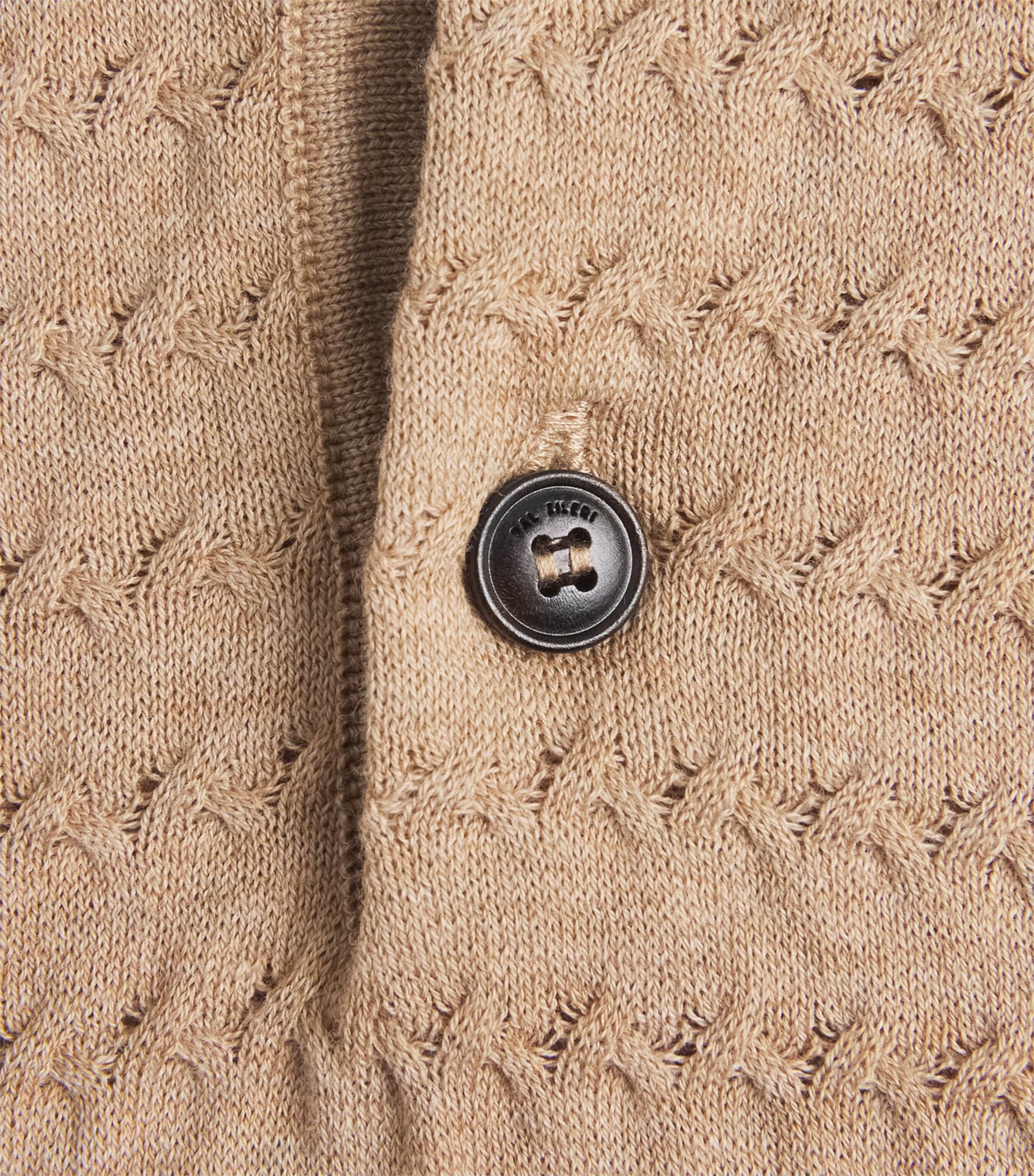 Pal Zileri Mens Cotton Cross-Stitch Polo Shirt Light Brown Image 6