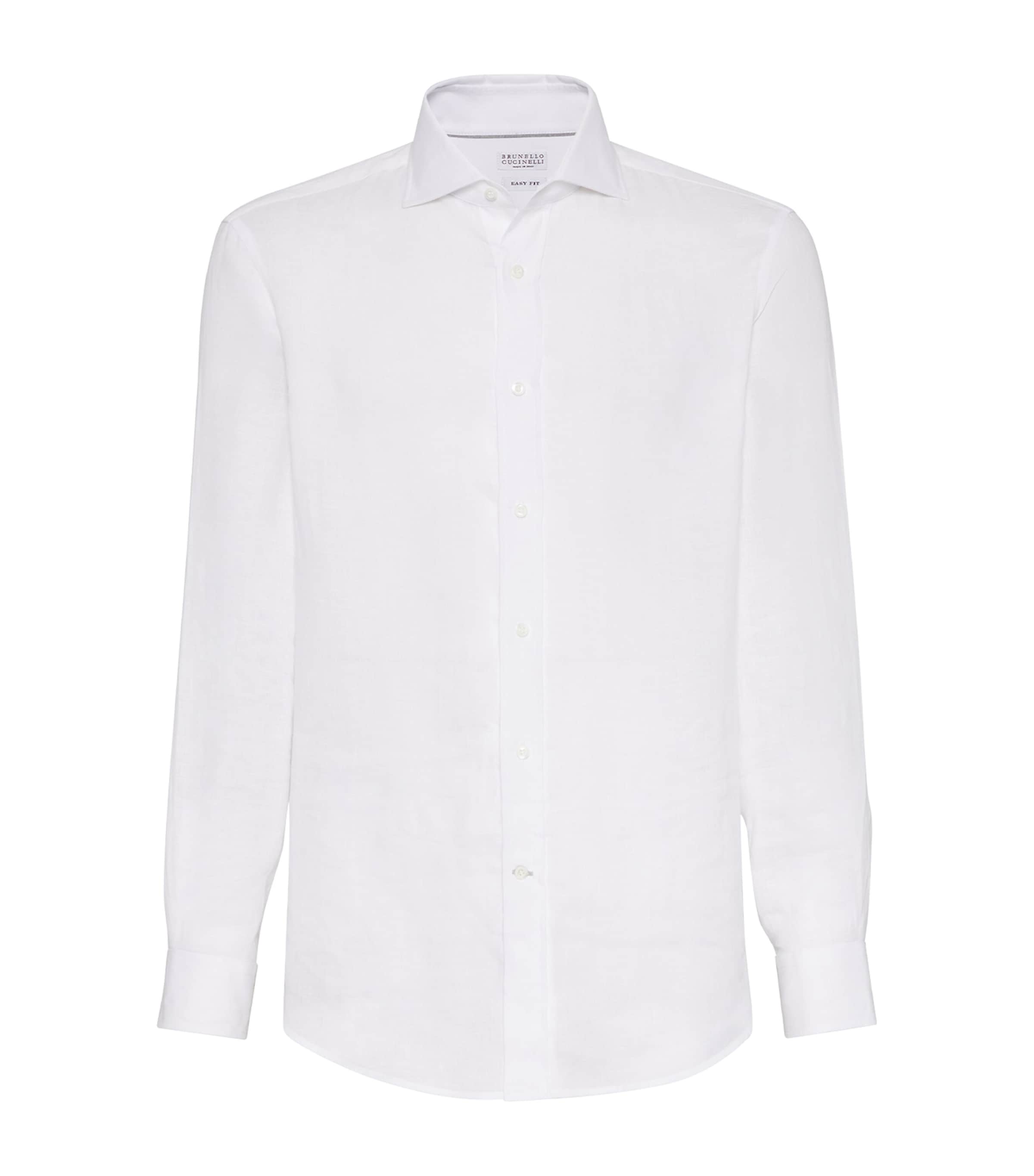 Brunello Cucinelli Cotton Shirt With Button-up Style And Spread Collar In White