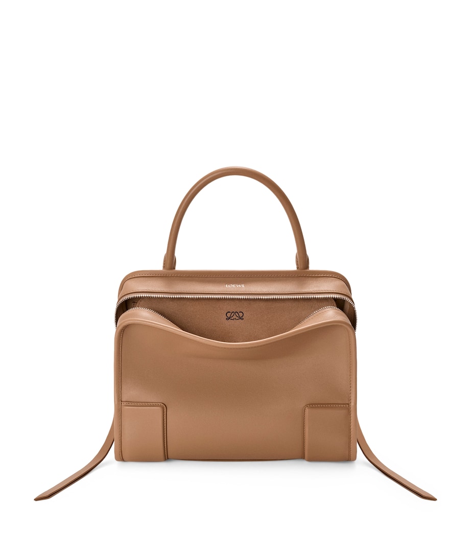 LOEWE Womens Medium Leather Amazona 180 Top-Handle Bag Mocha Image 1