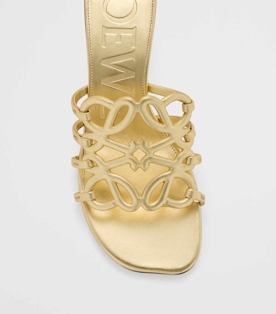 LOEWE x Paula's Ibiza Leather Petal Anagram Heeled Mules 45 Gold Image 4