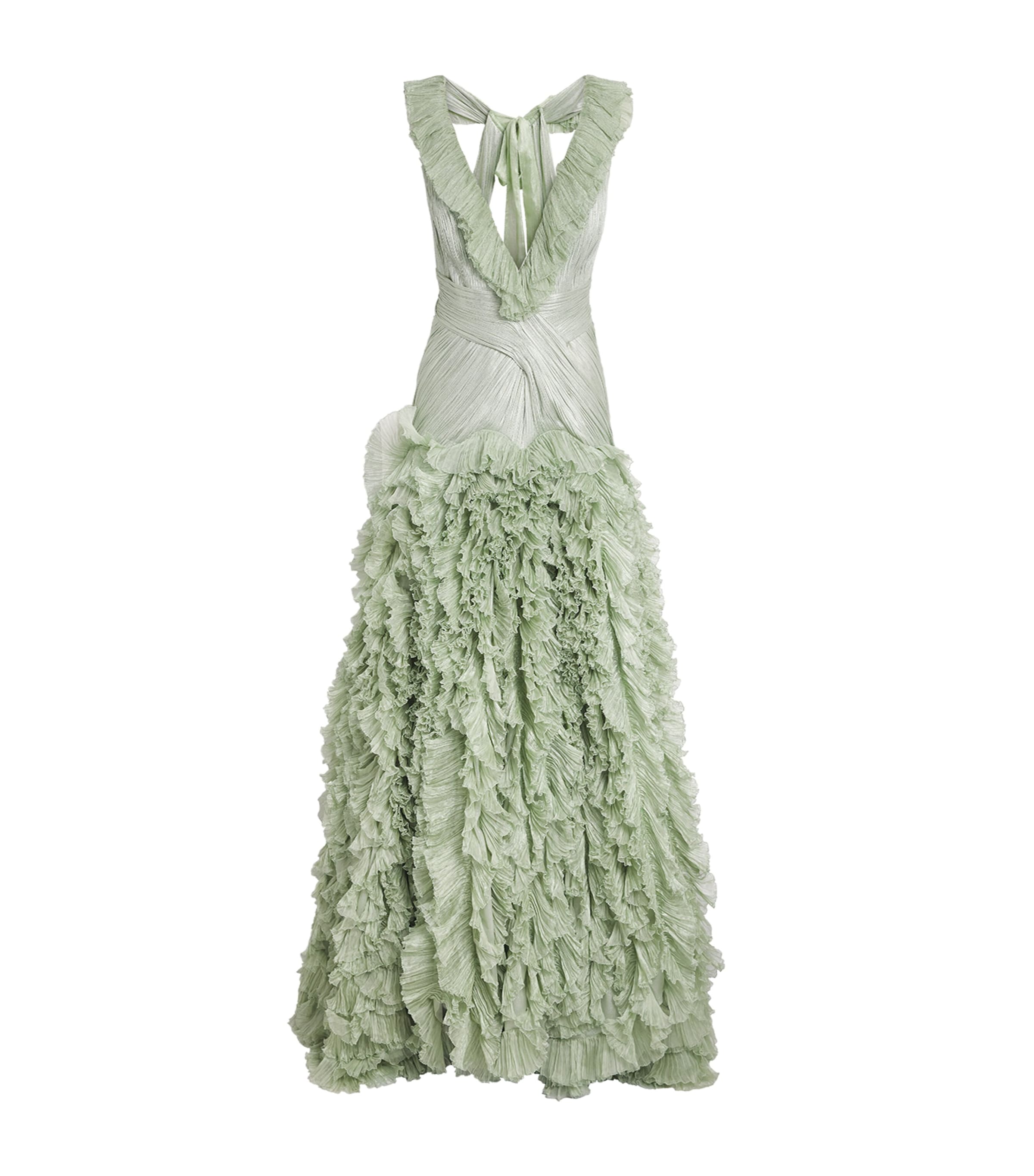 Maria Lucia Hohan Silk Ruffle Margaret Gown In Green