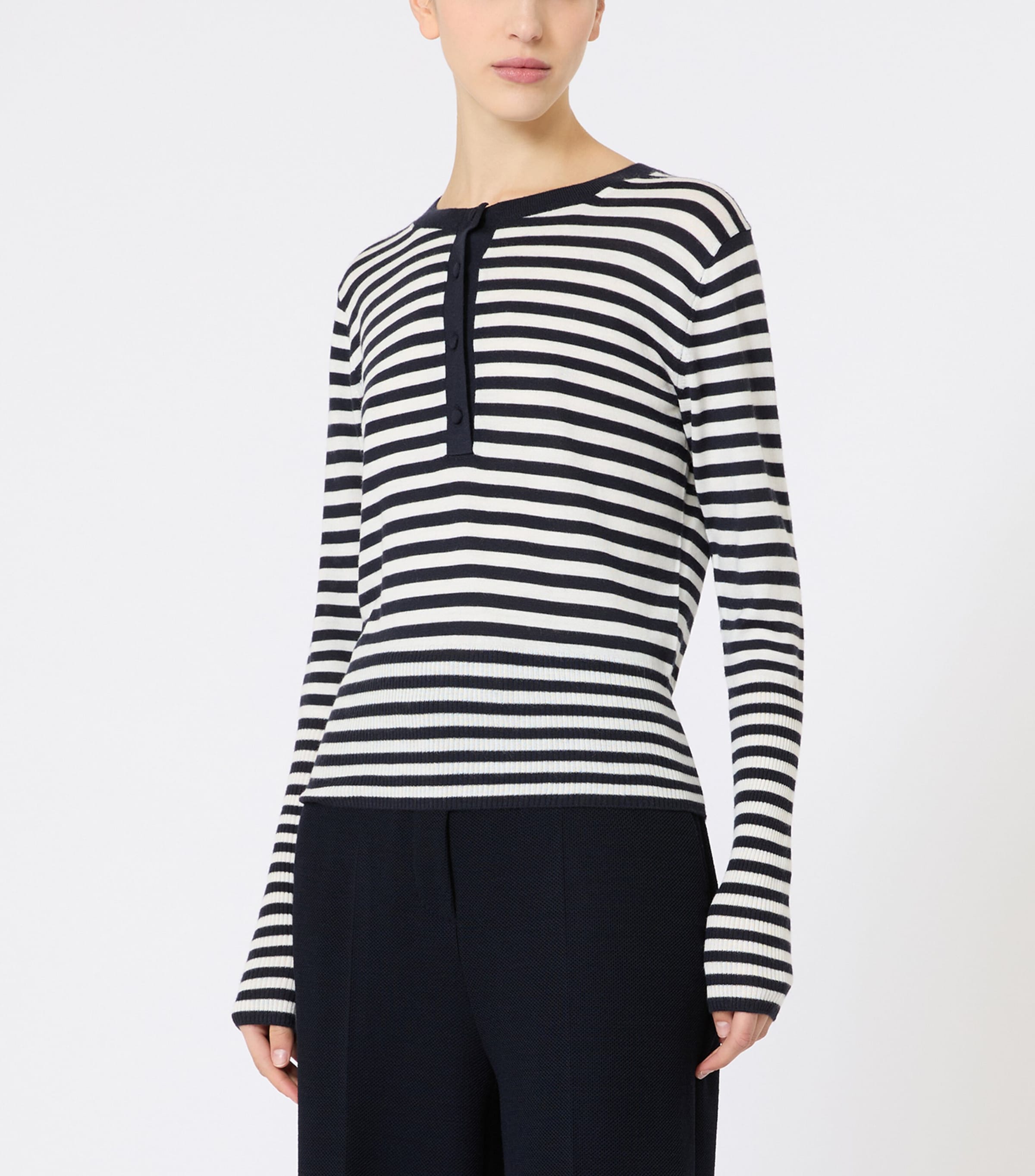 Cashmere Stripe Sweater IVORY Image 2