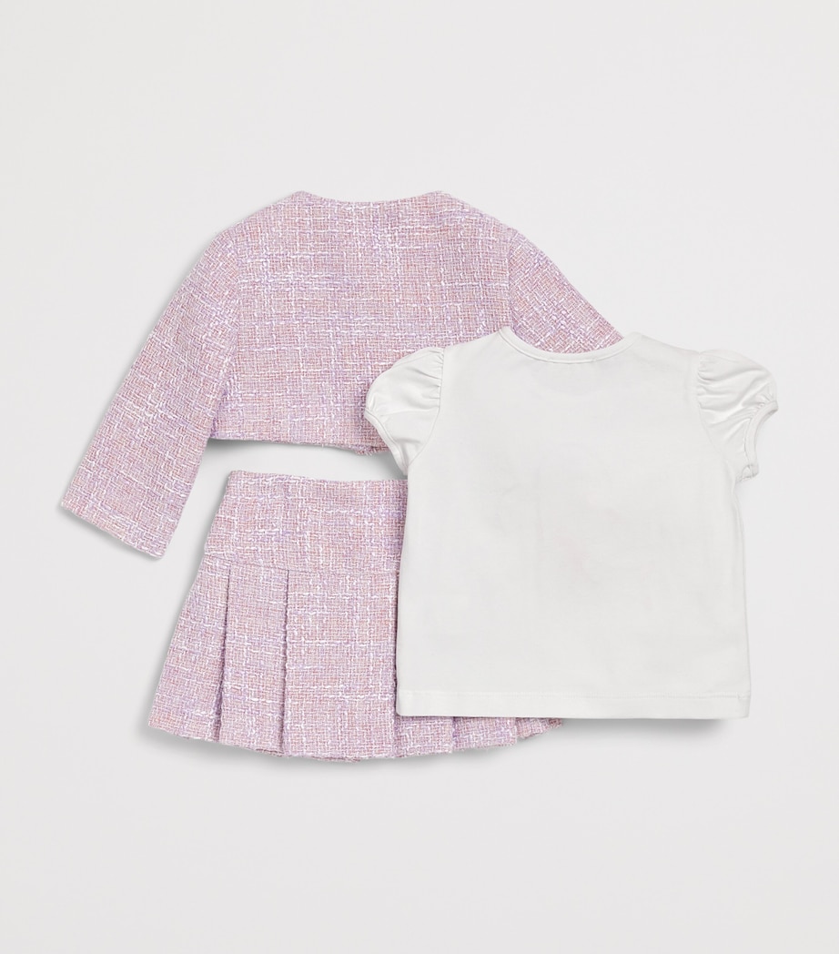 Bimbalo Tweed Jacket, T-Shirt and Skirt Set (3-24 Months) Fuxfuxia Image 2