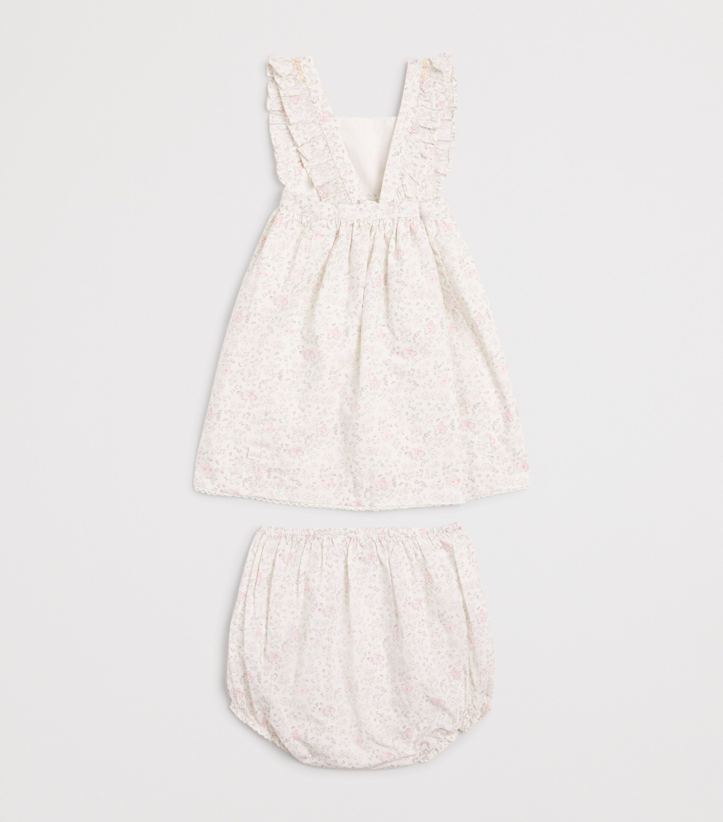 Marie-Chantal Cotton Cleo Athena Frill Dress (3-24 Months) Poreclain/rose Image 2