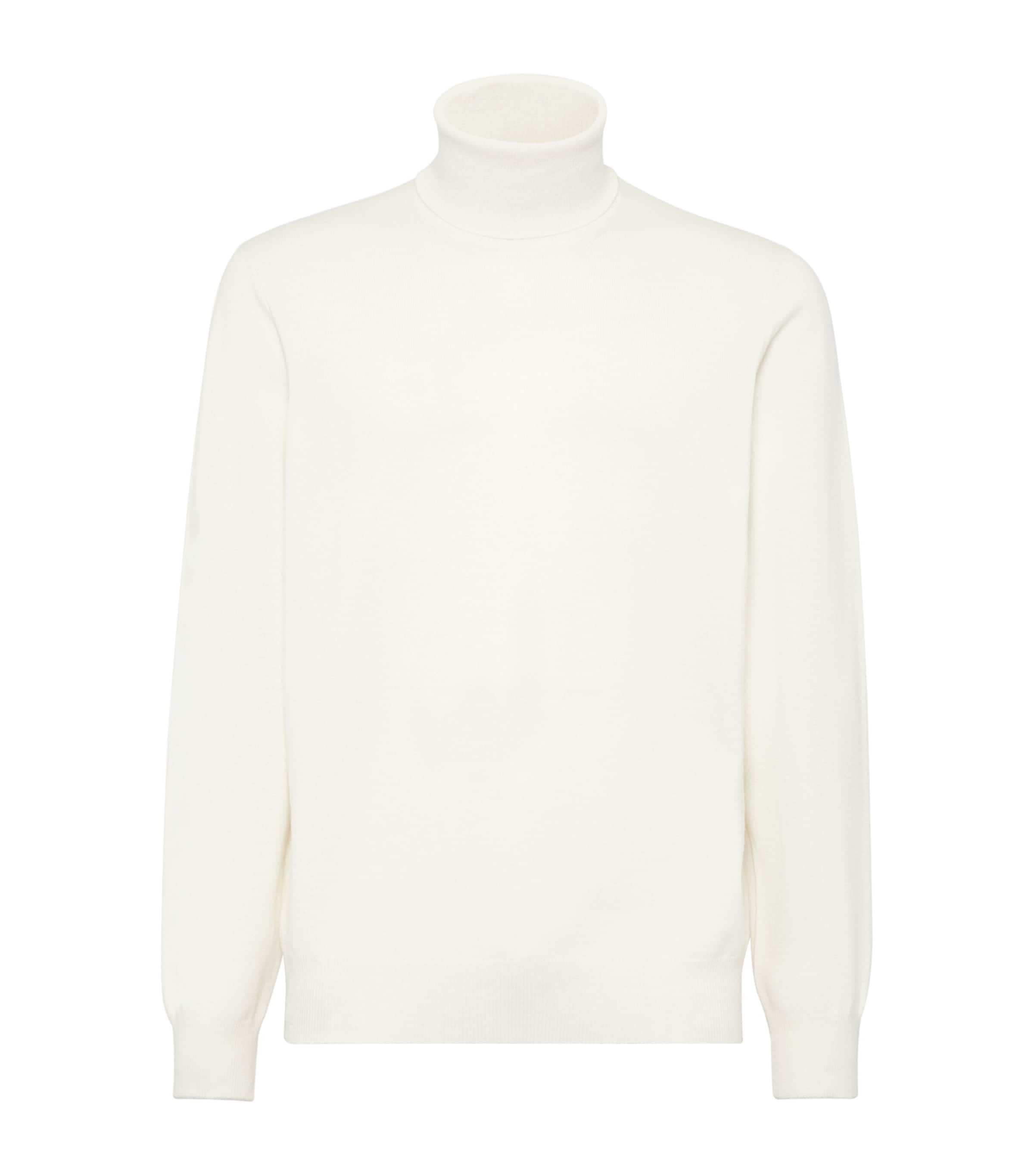 Brunello Cucinelli Cashmere Rollneck Sweater In White