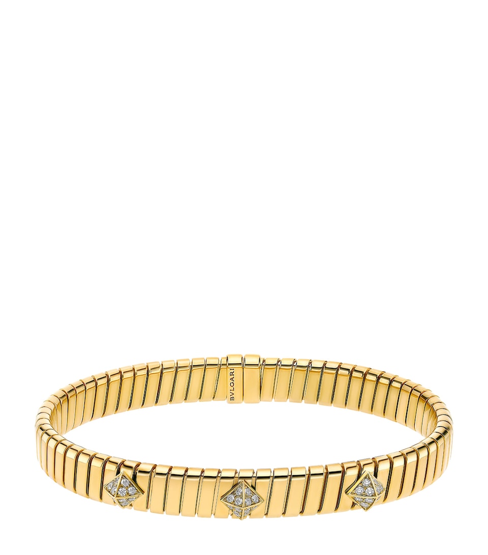 Yellow Gold and Diamond Tubogas Bangle