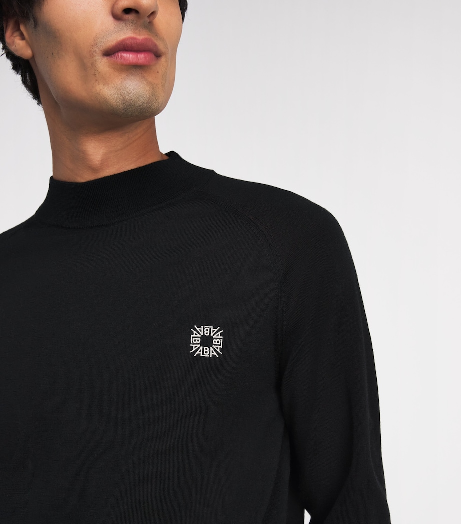 Alba Mens Wool Embroidered Sweater Black Image 3