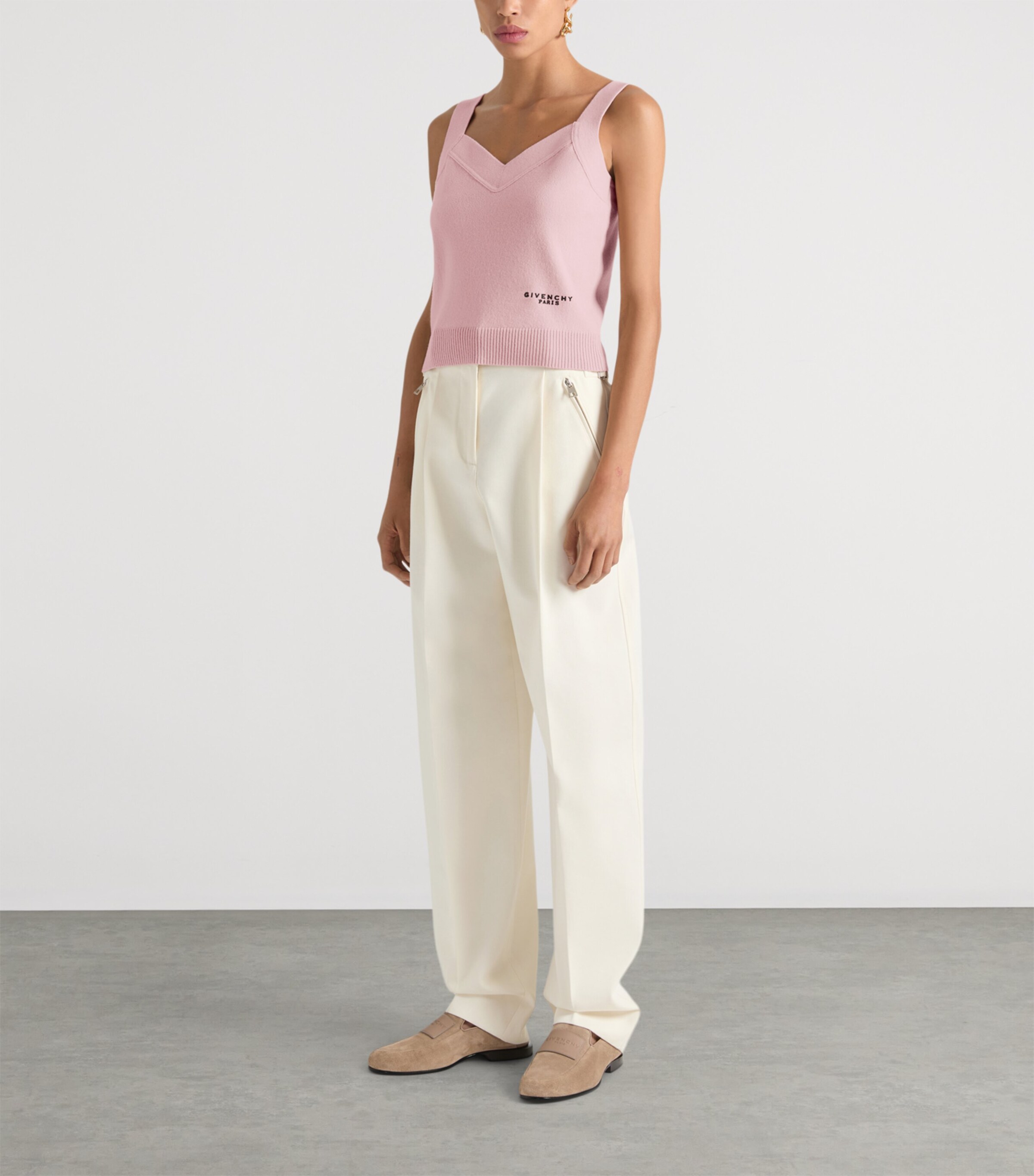 Givenchy Womens Wool-Cashmere Logo Tank Top Light Pink Image 2