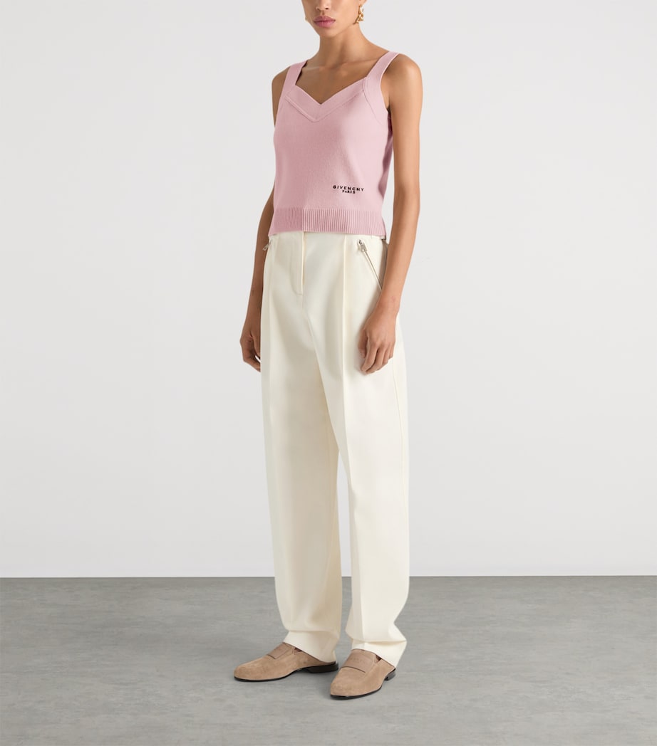 Wool-Cashmere Logo Tank Top LIGHT PINK Image 2