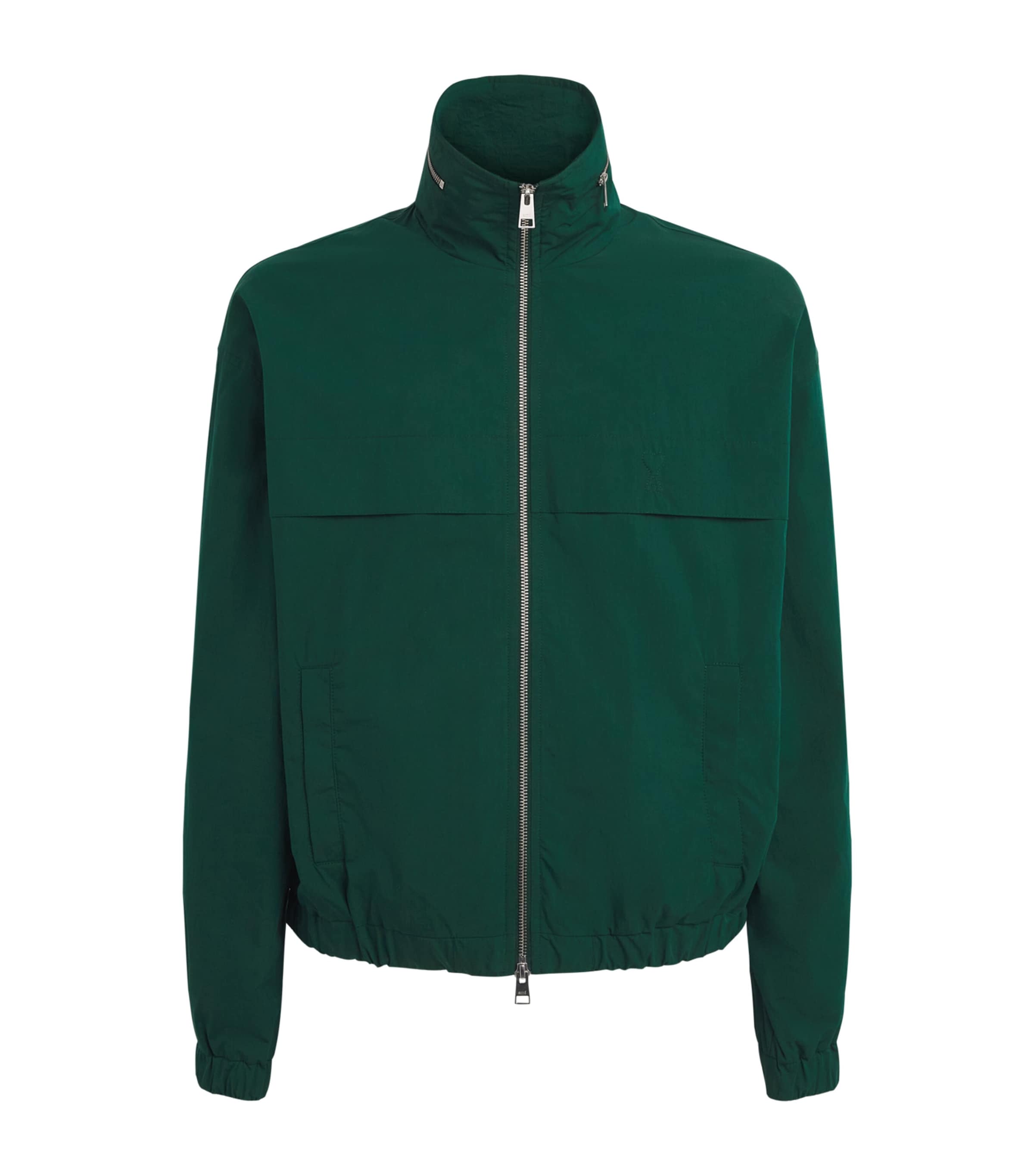 AMI Paris Mens Ami de Coeur Windbreaker Jacket Vert Sapin Image 1