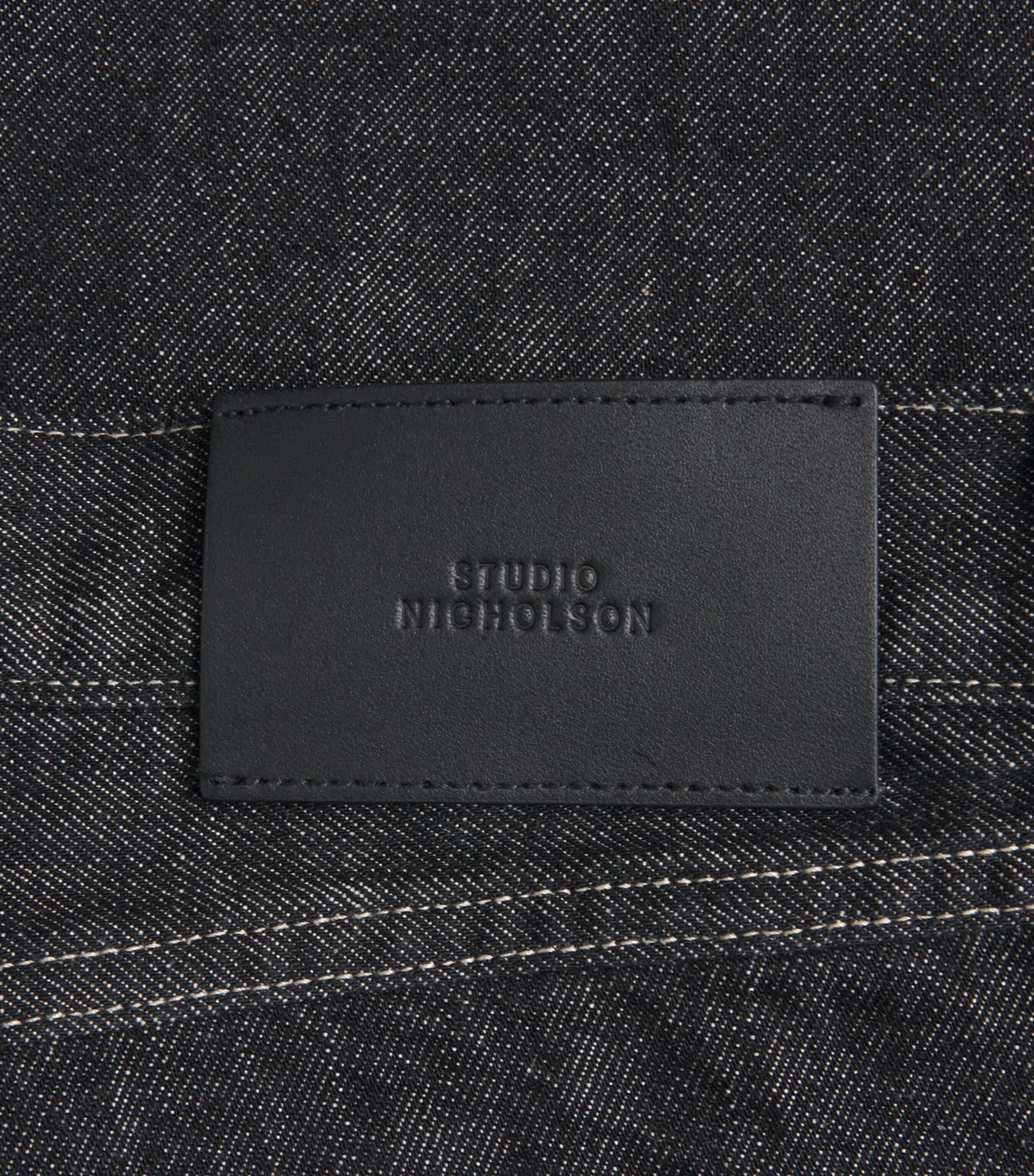 Studio Nicholson Mens Wide-Leg Denim Shorts Black / White Weft Image 6