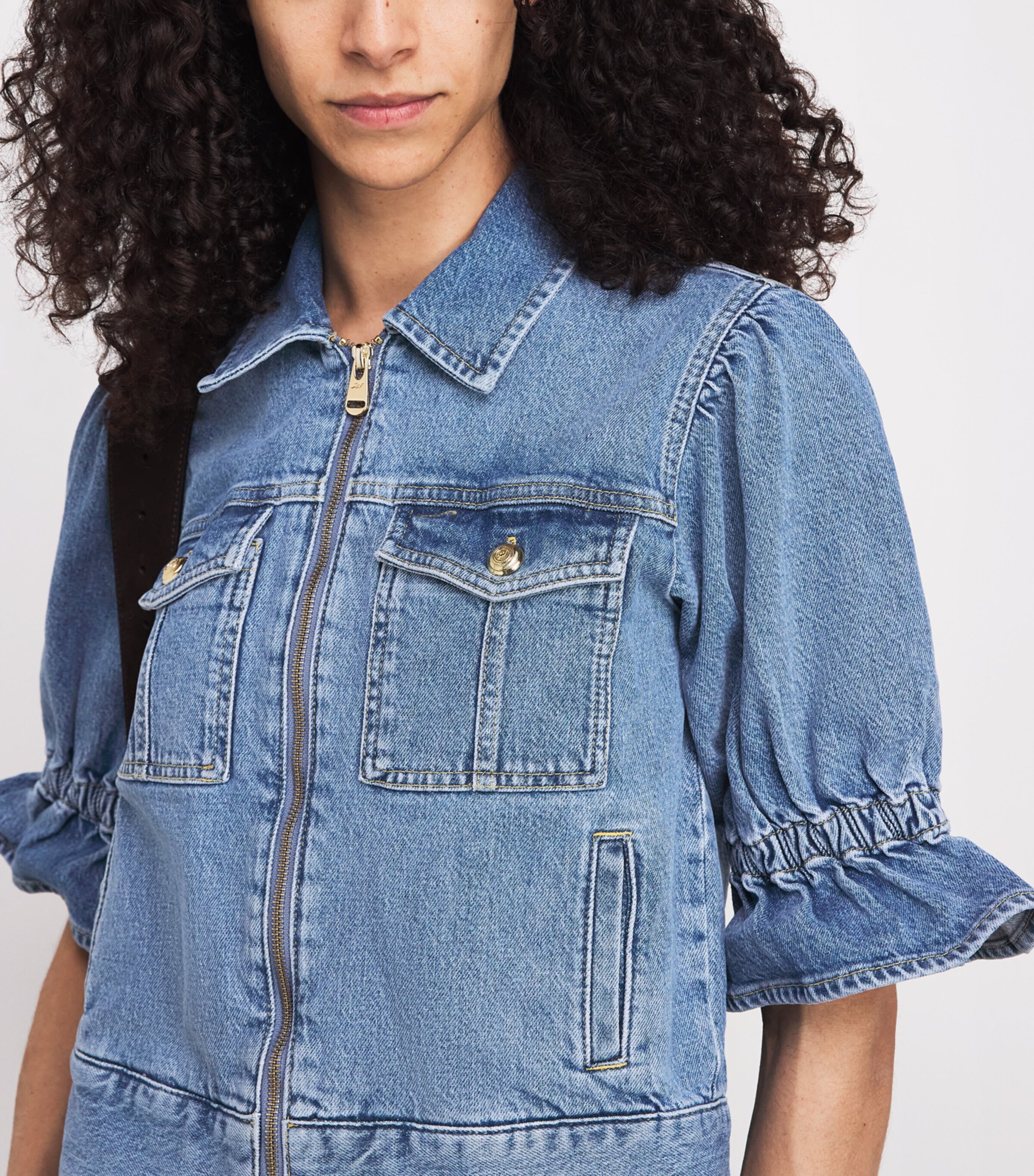 Cinq A Sept Womens Zip-Up Holly Denim Jacket Blue Mirage Image 3
