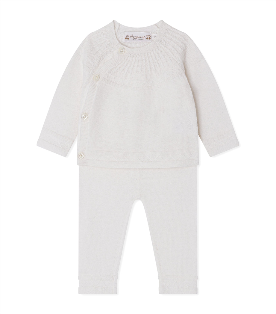 Wool-Cotton Jina Top and Trousers Set (1-18 Months) BLANC Image 1