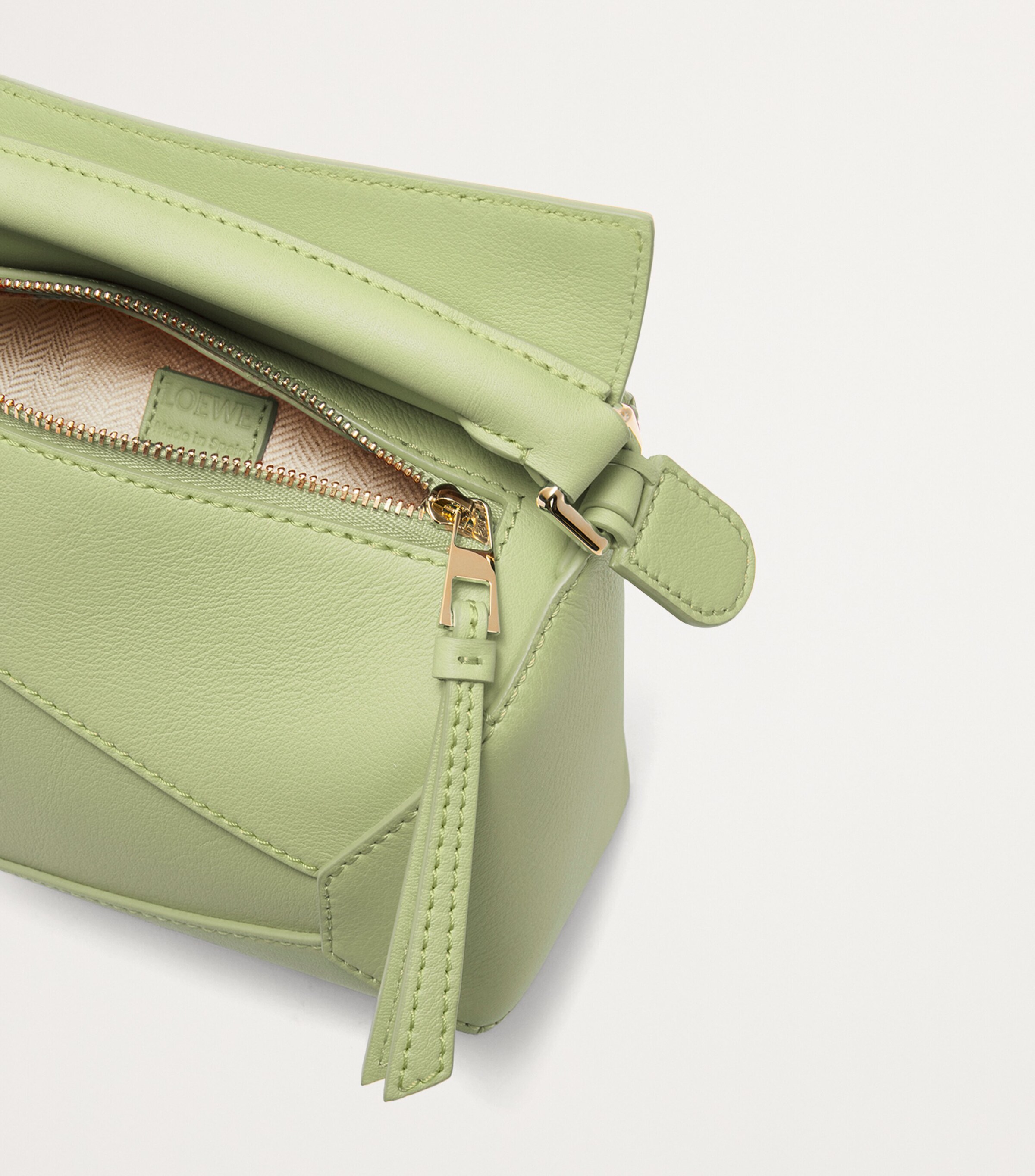 LOEWE Mini Leather Puzzle Edge Top-Handle Bag Light Pear Image 6