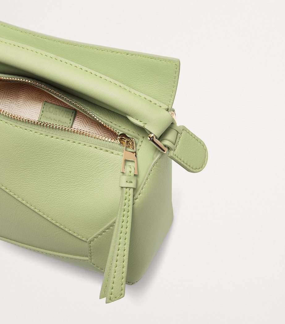 LOEWE Mini Leather Puzzle Edge Top-Handle Bag Light Pear Image 6