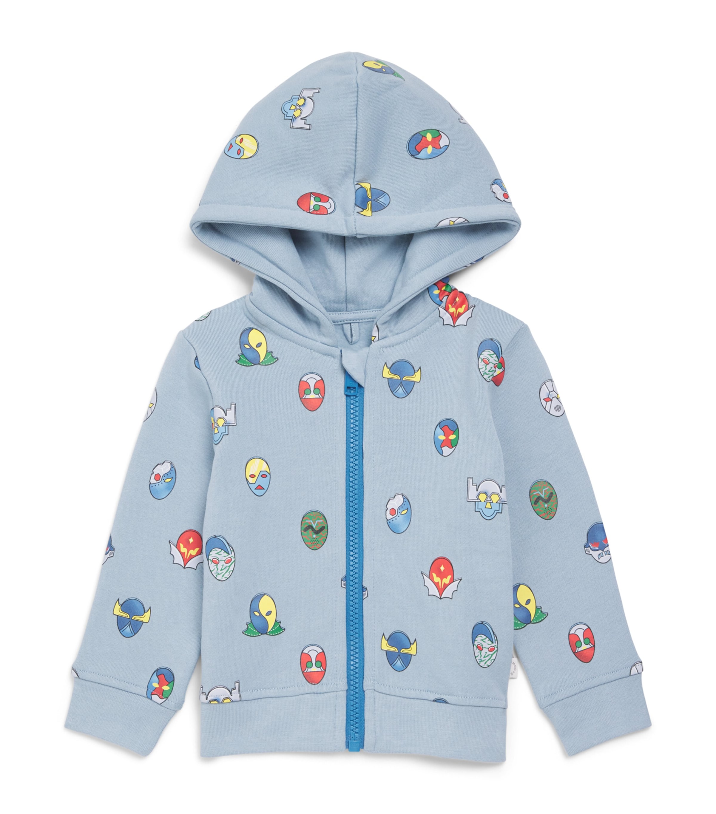 Stella McCartney Kids Cotton Superhero Hoodie (3-36 Months) Blu Nebbia/multi Image 1