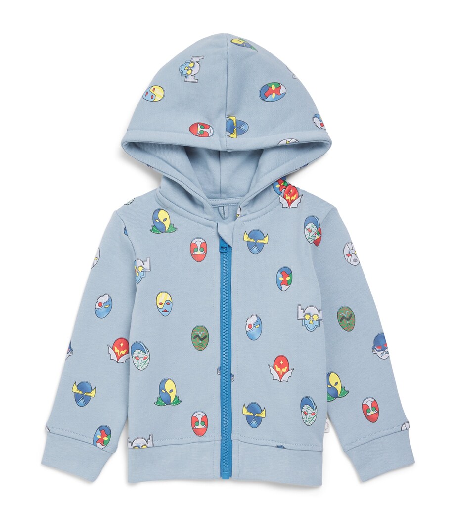 Stella McCartney Kids Cotton Superhero Hoodie (3-36 Months) Blu Nebbia/multi Image 1