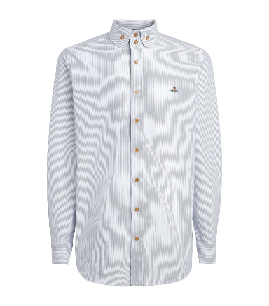 Vivienne Westwood Mens Organic Cotton Two-Button Krall Shirt Ink Stripe Image 1