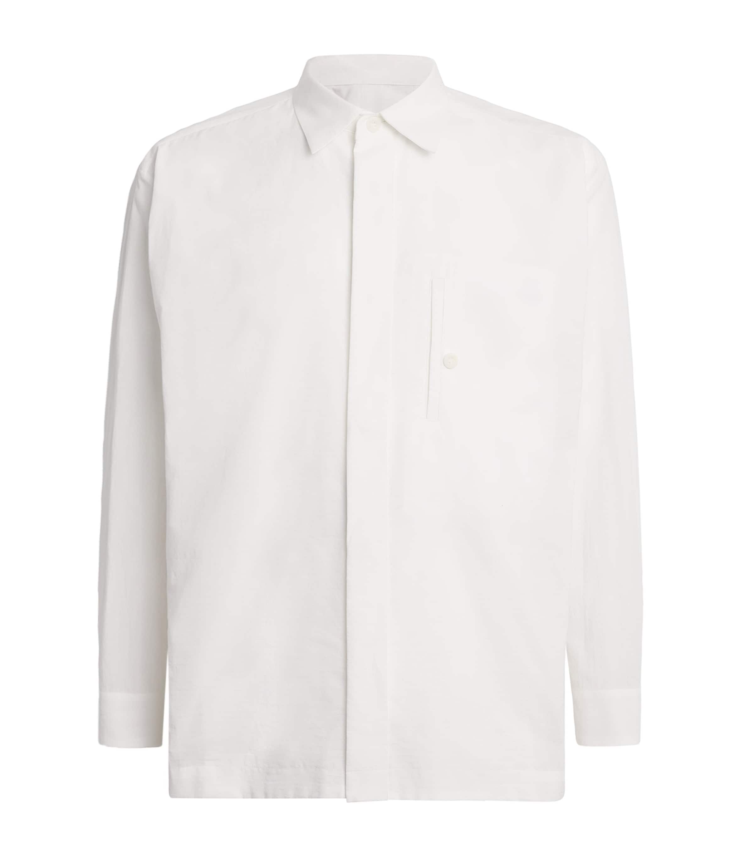 Issey Miyake Cotton Side Entry-pocket Shirt In White