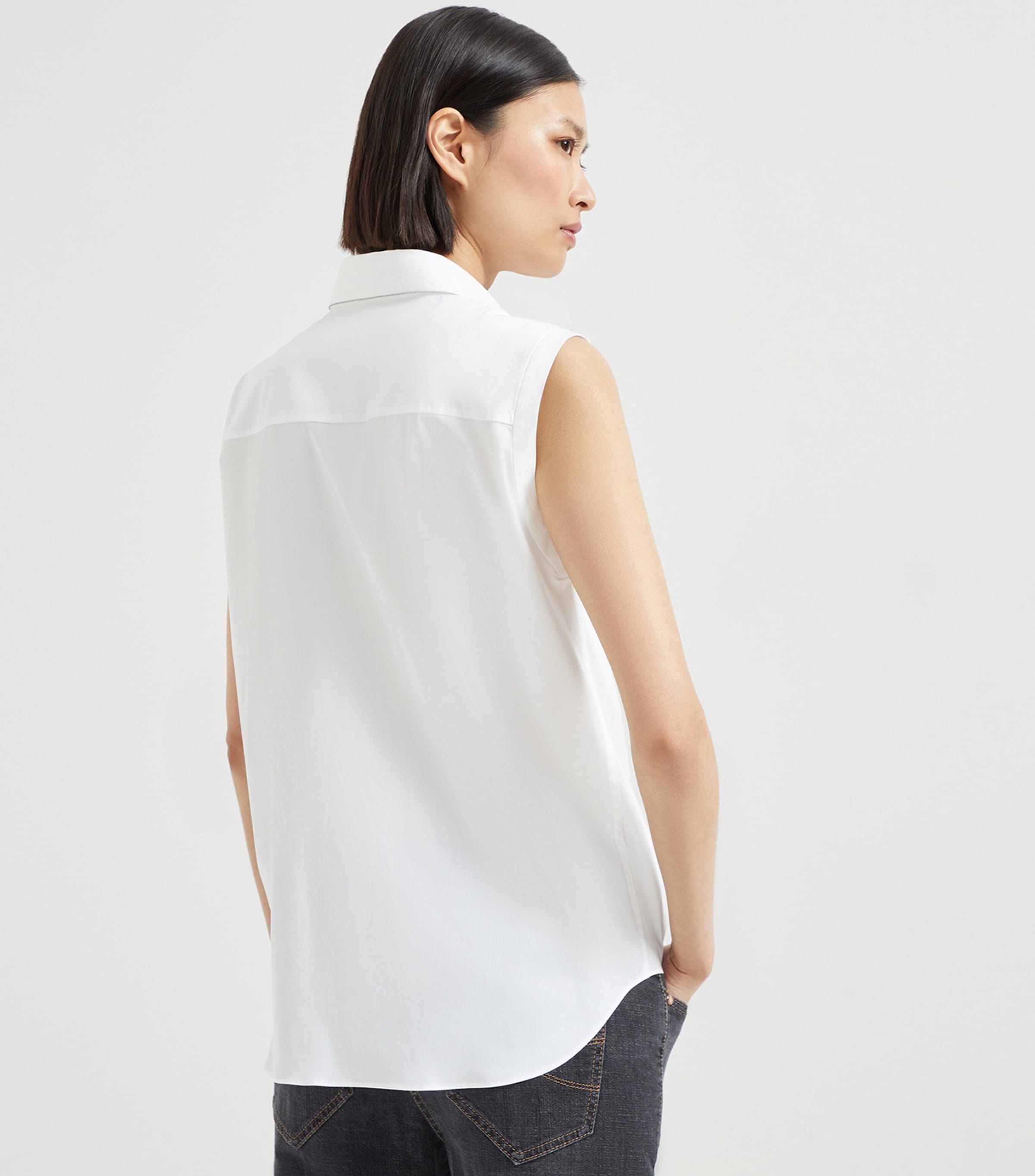 Brunello Cucinelli Womens Stretch-Cotton Poplin Monili Shirt Image 3