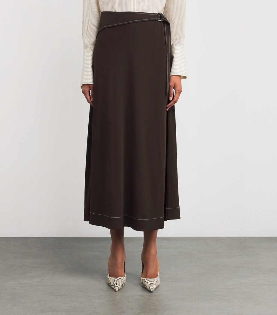Jersey Belted Maxi Skirt 211 DEEP CHOCOLATE Image 3