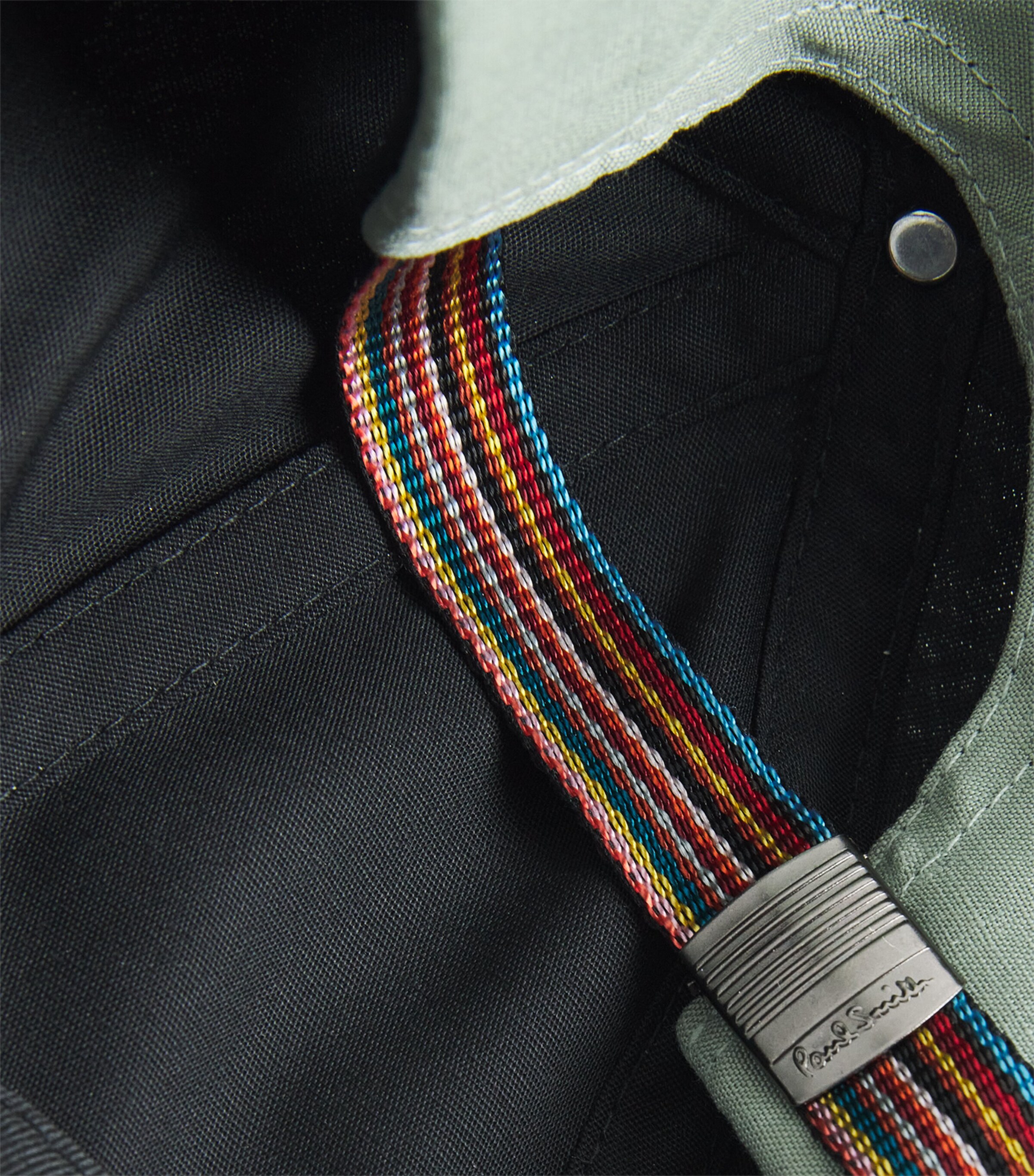 Linen Signature Stripe Cap 34A_LT GREYISH GREEN Image 3