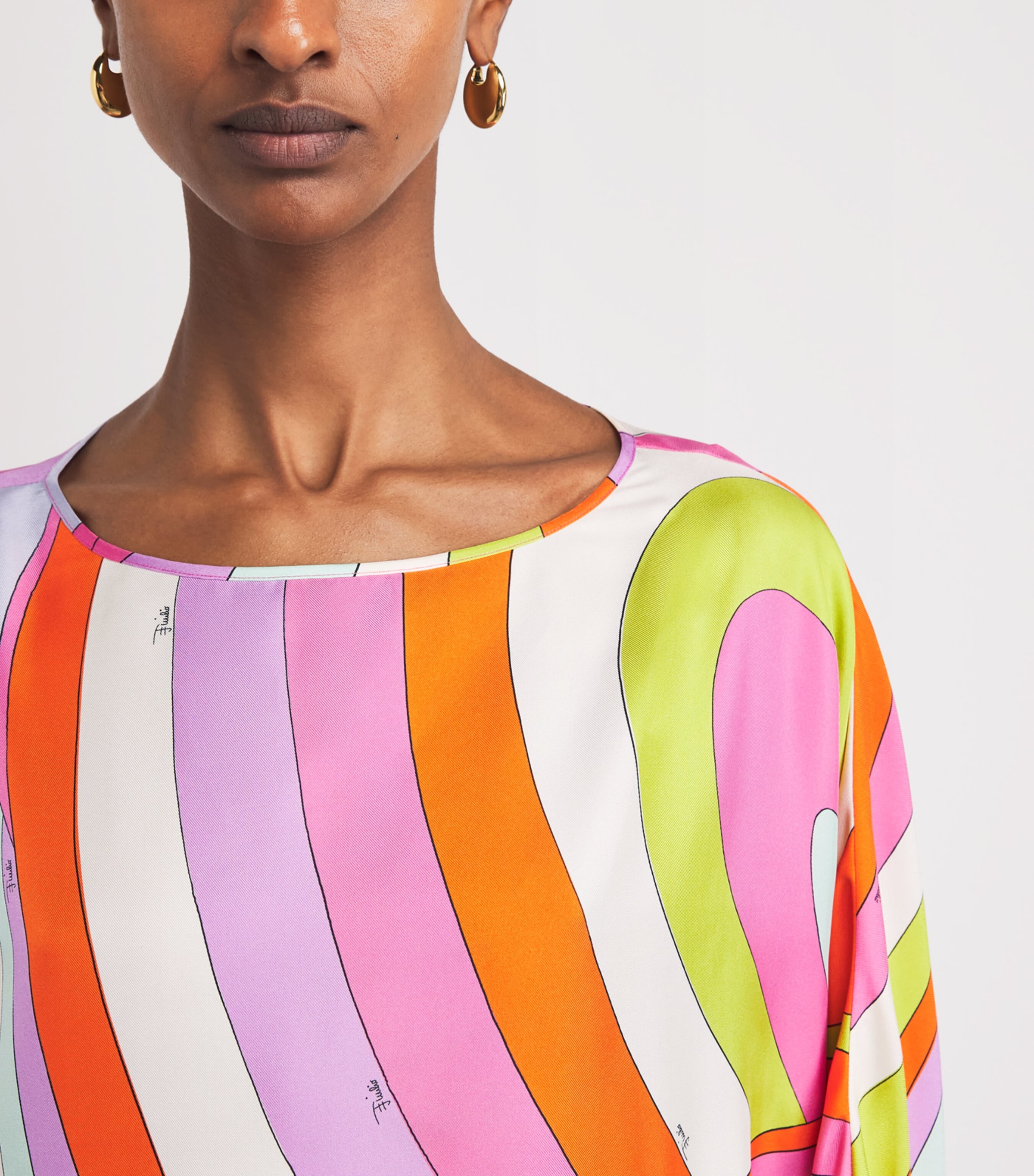 PUCCI Womens Silk Printed Kaftan Mini Dress Image 5