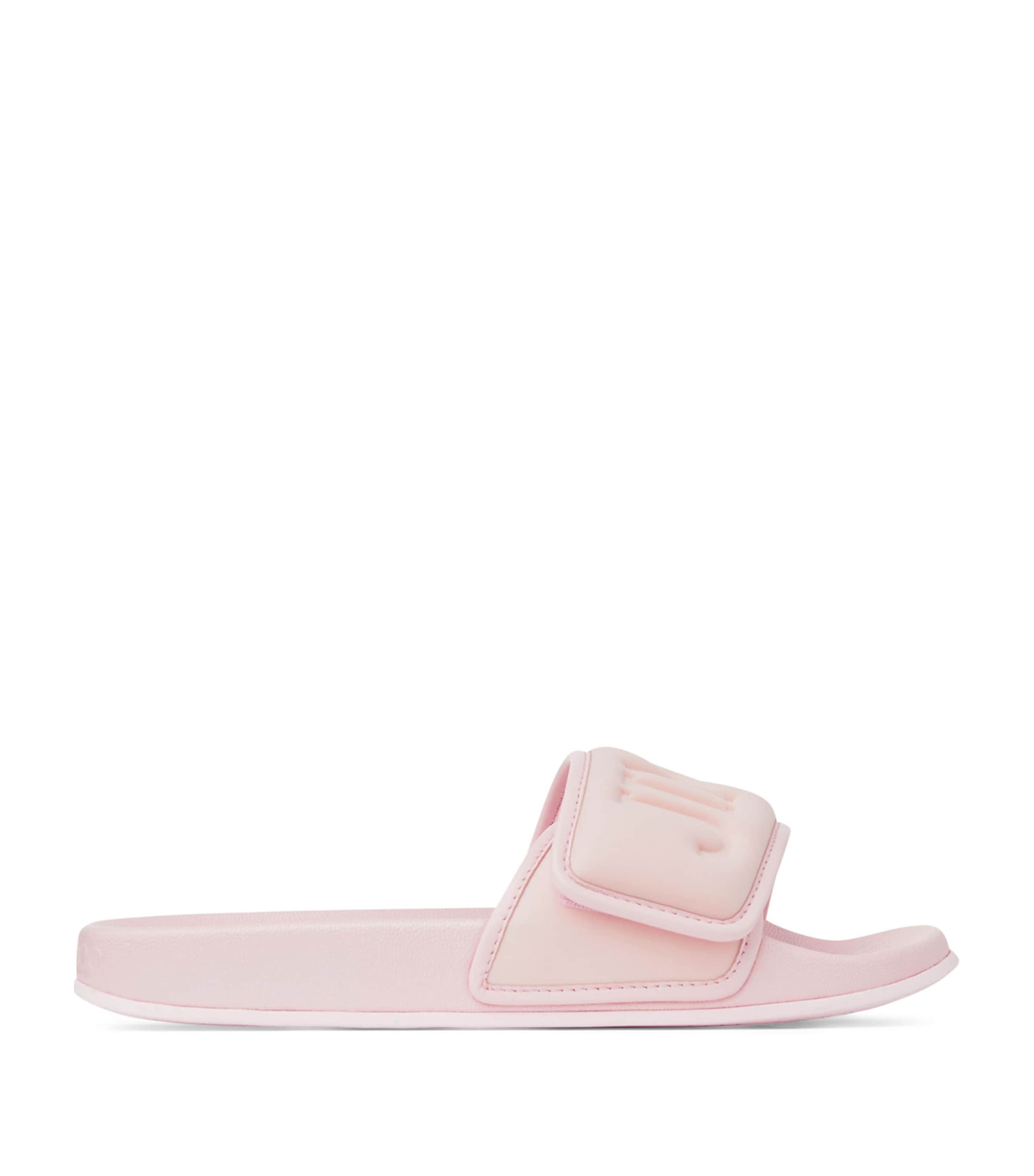 Shop Jimmy Choo Monnogram Fitz Slides In Pink