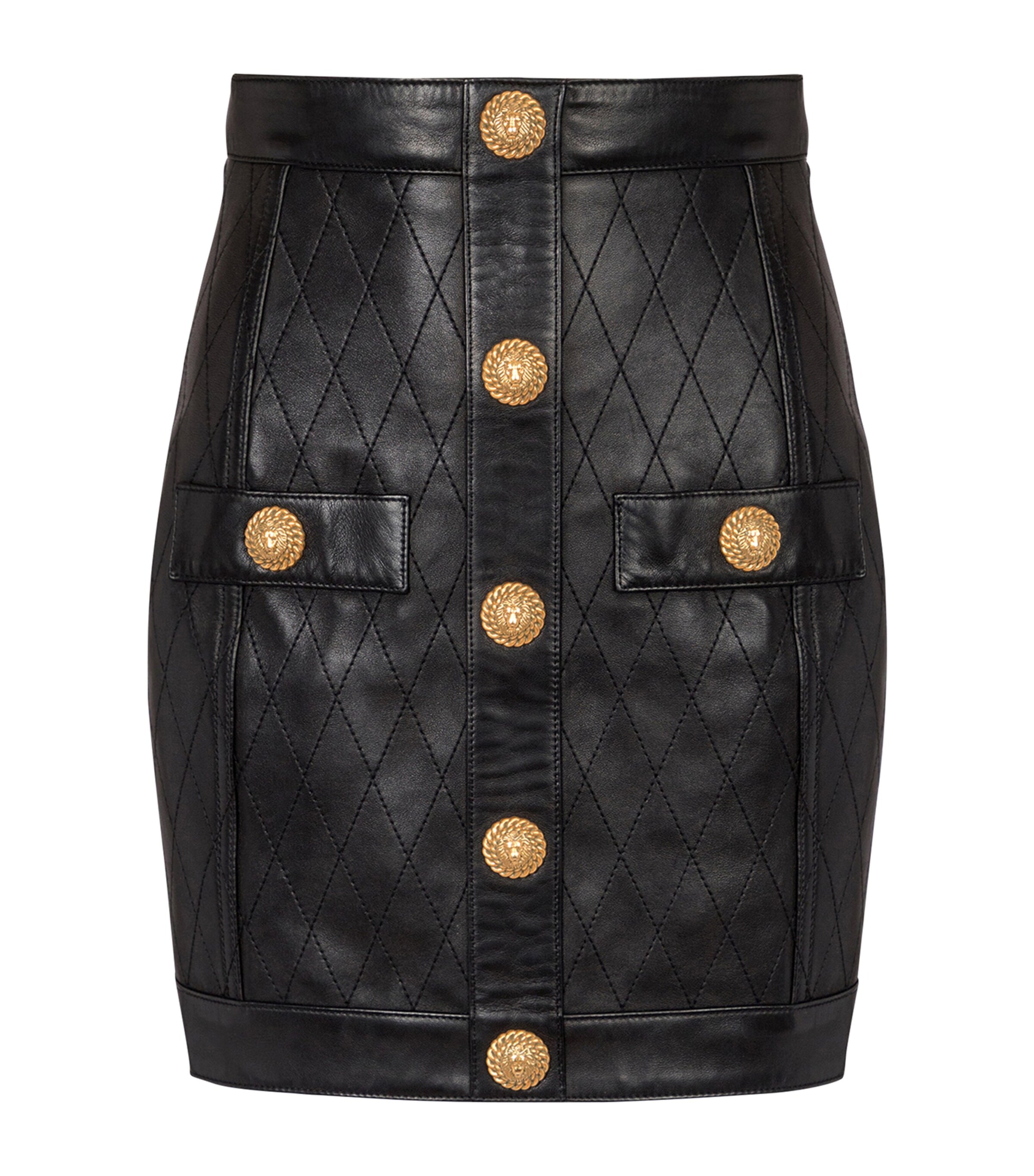 Balmain Black Leather Topstitched Mini Skirt | Harrods UK Balmain Black Leather Topstitched Mini Skirt | Harrods UK