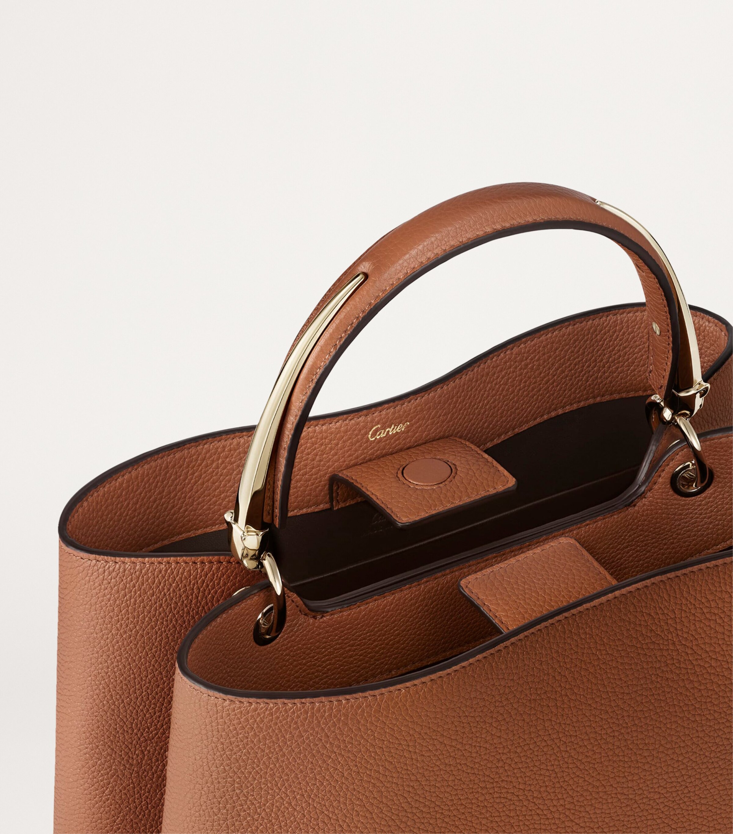 Medium Calfskin Panthère de Cartier Top-Handle Bag CARAMEL Image 8