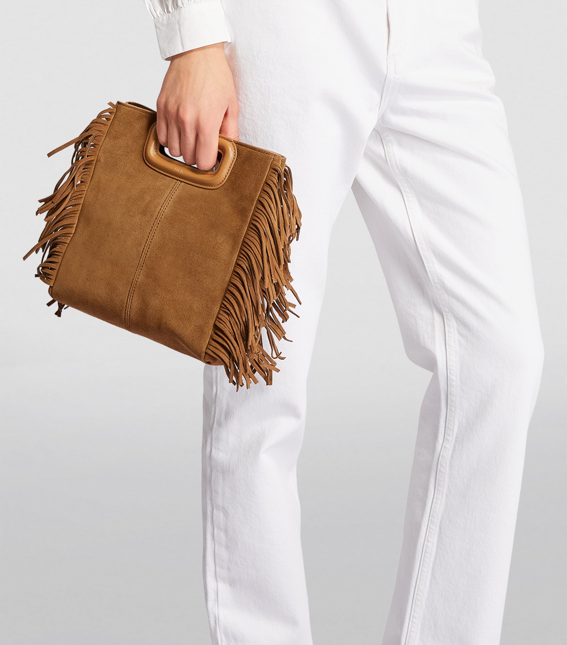 Suede M Top-Handle Bag CAMEL Image 15