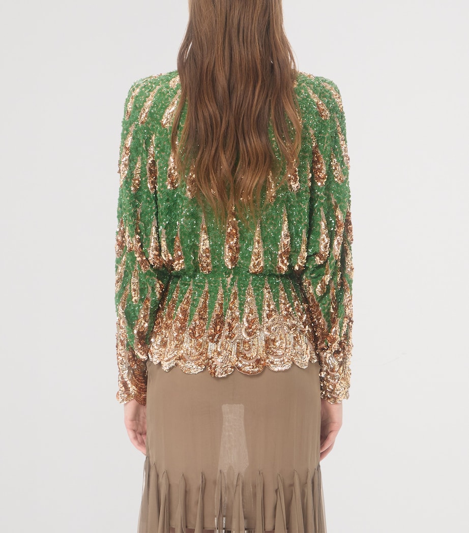 Valentino Womens Silk Sequinned Blouse Image 4