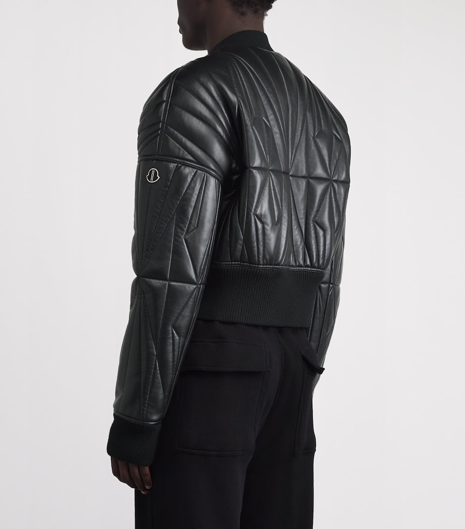 Rick Owens Mens x Moncler Leather Geocamo Cropped Bomber Jacket Black Image 5