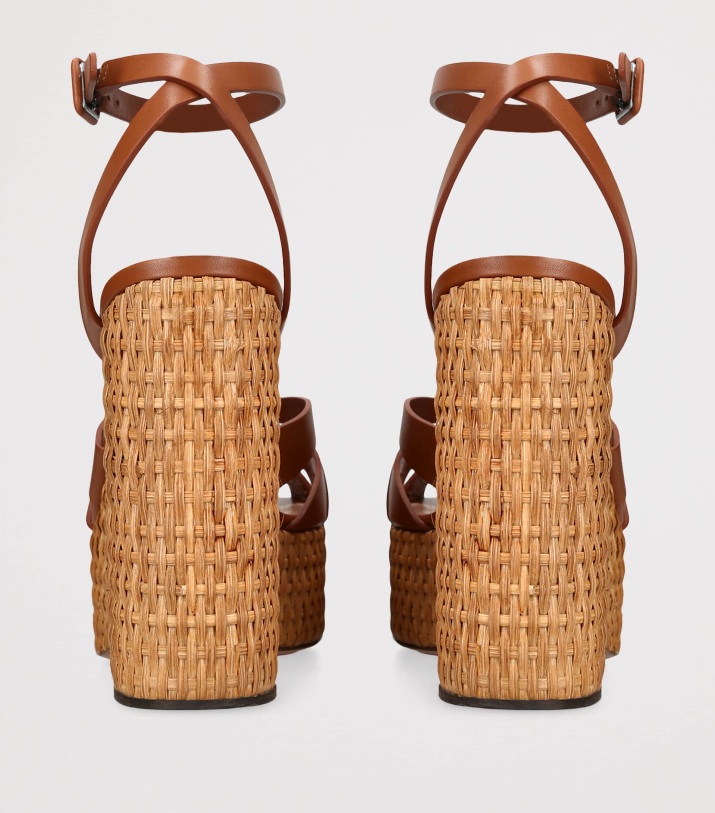 Aquazzura Leather Copacabana Wedge Sandals Mid Brown Image 2