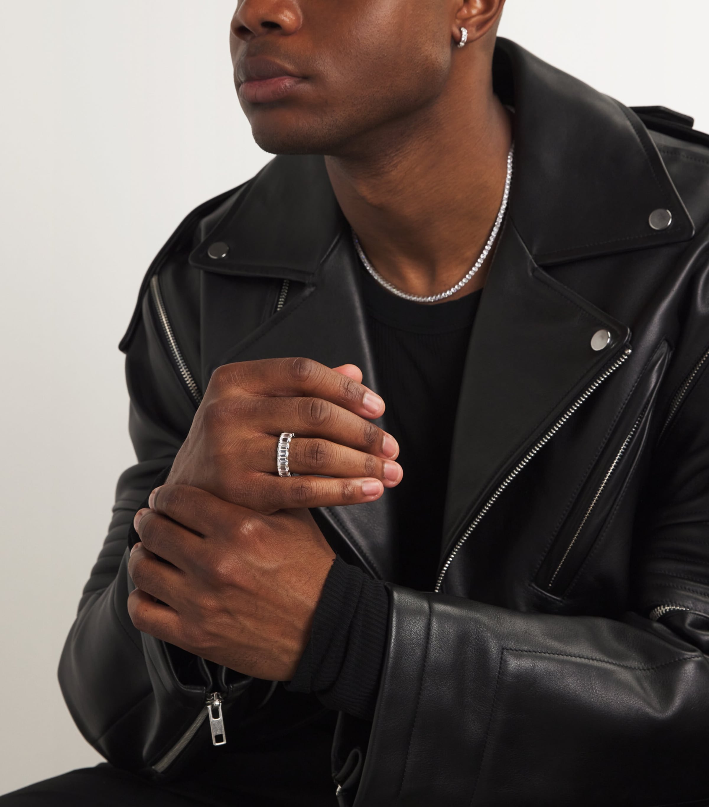 Sterling Silver Wraparound Baguette Ring ST SLVR/WHITE Image 5