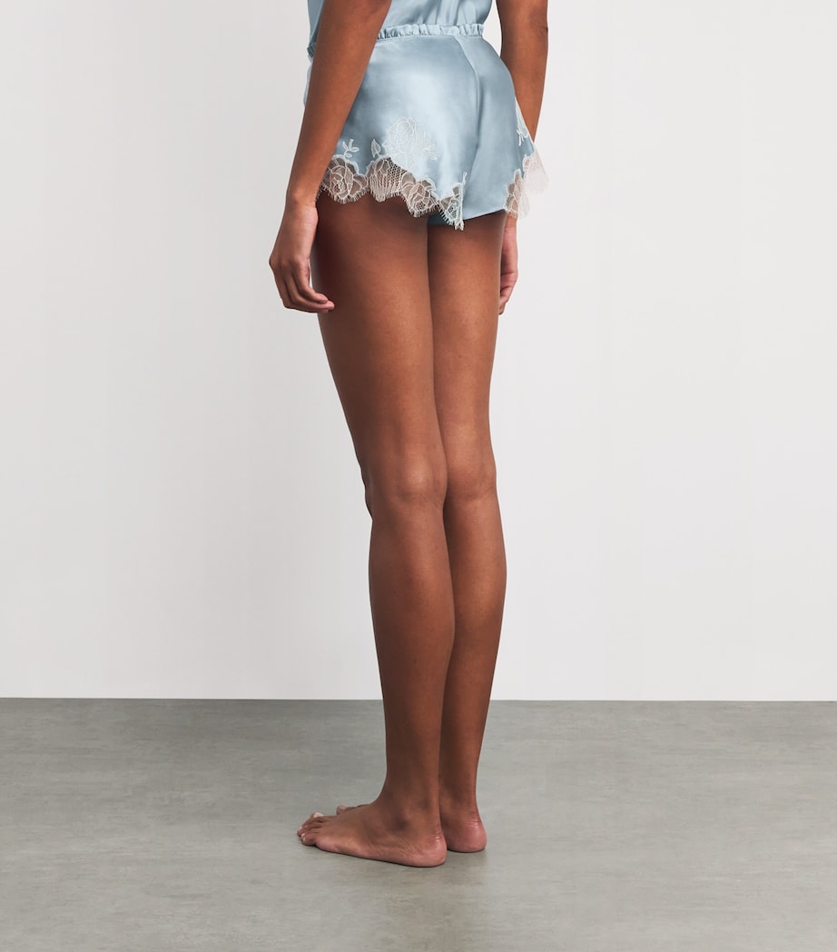 Silk Lace-Trim Shorts BLEU GIVRE/NACR Image 4