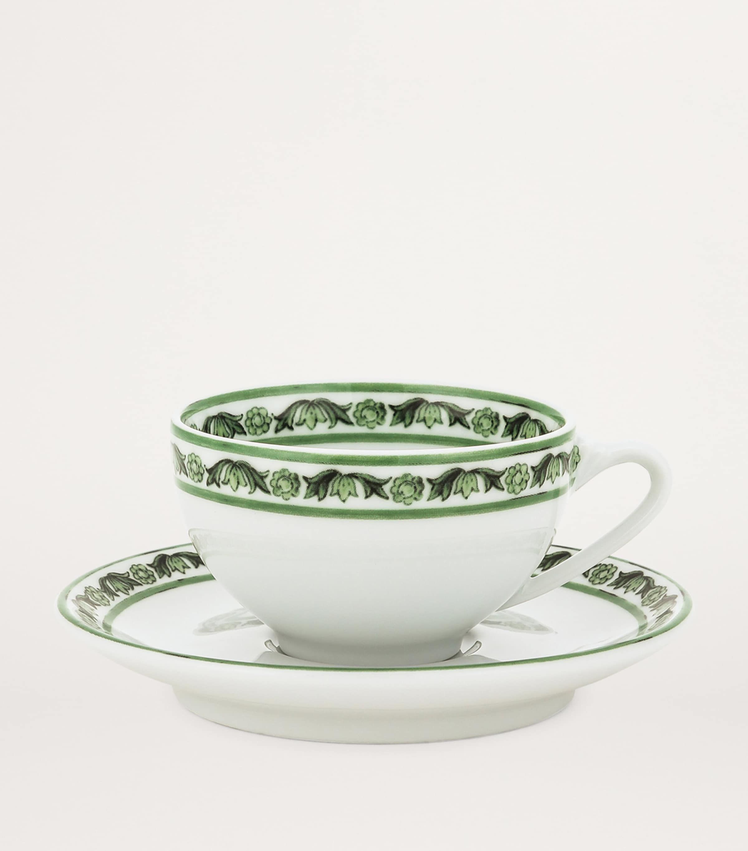 Porcelain Majolica Teacup and Saucer UV001-VERDE MAIOLICA Image 2