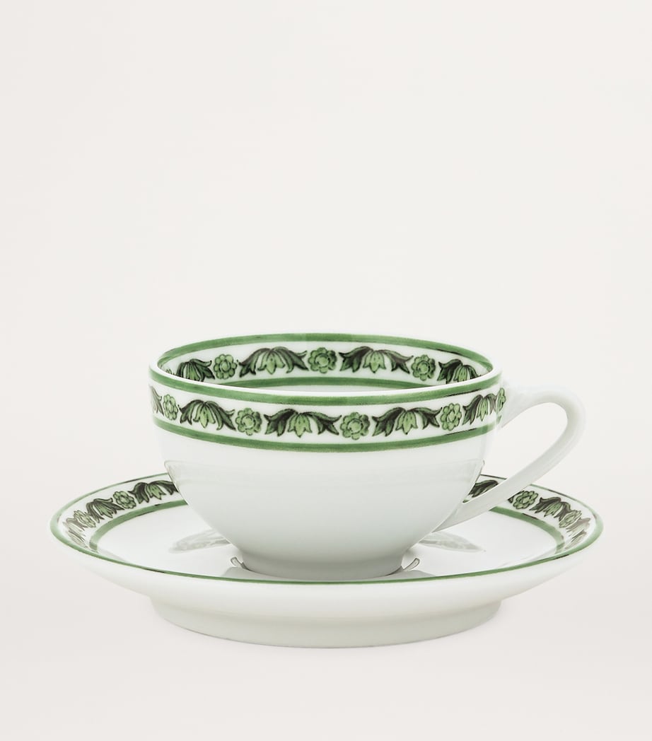 Porcelain Majolica Teacup and Saucer UV001-VERDE MAIOLICA Image 2