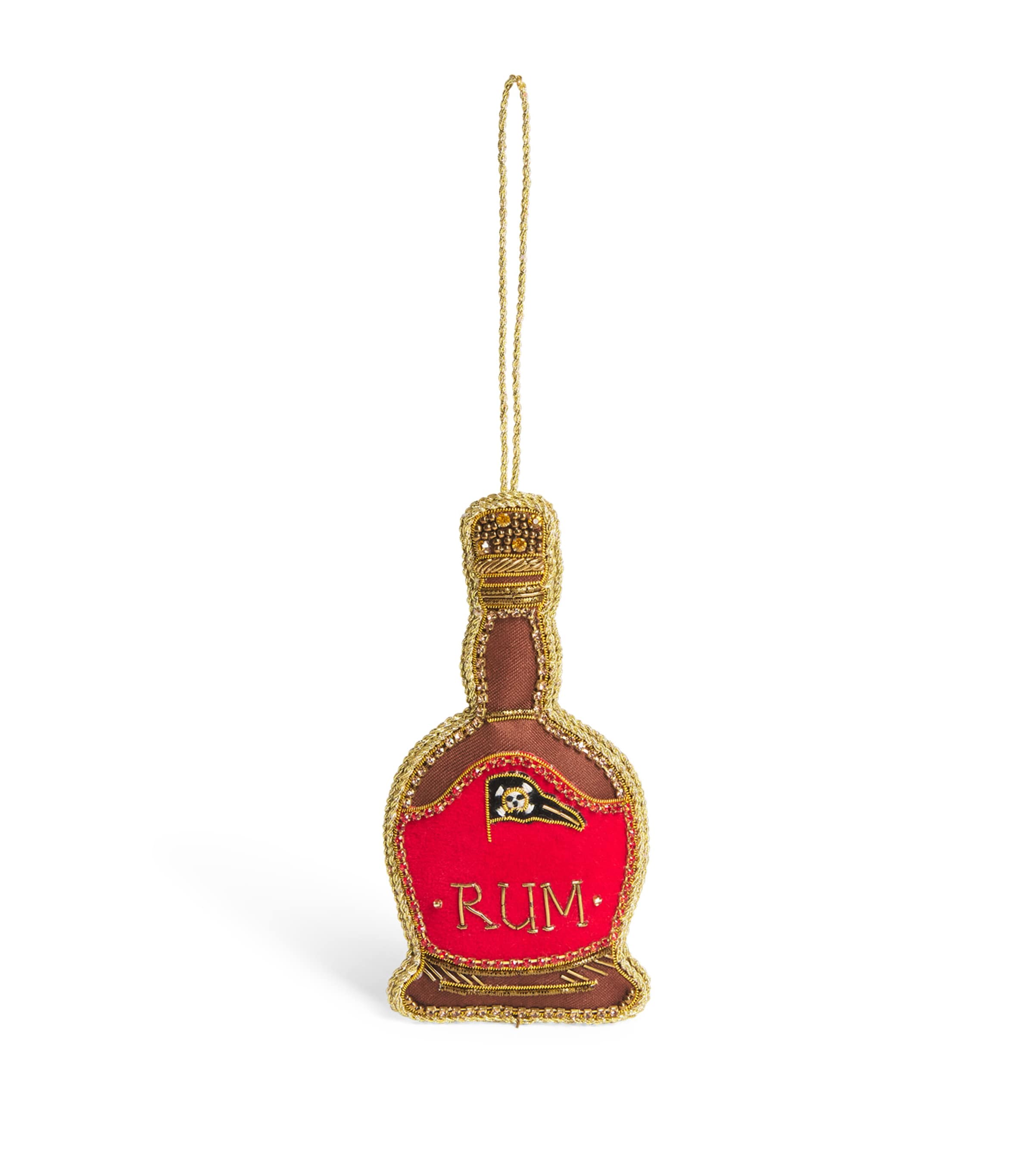 Tinker Tailor Rum Bottle Tree Decoration Red, Brown & Gold Image 1