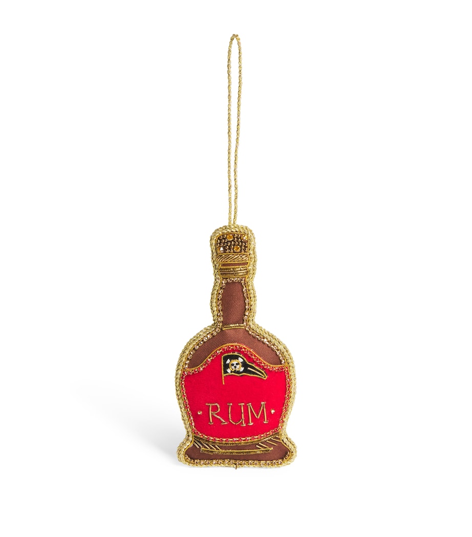 Tinker Tailor Rum Bottle Tree Decoration Red, Brown & Gold Image 1