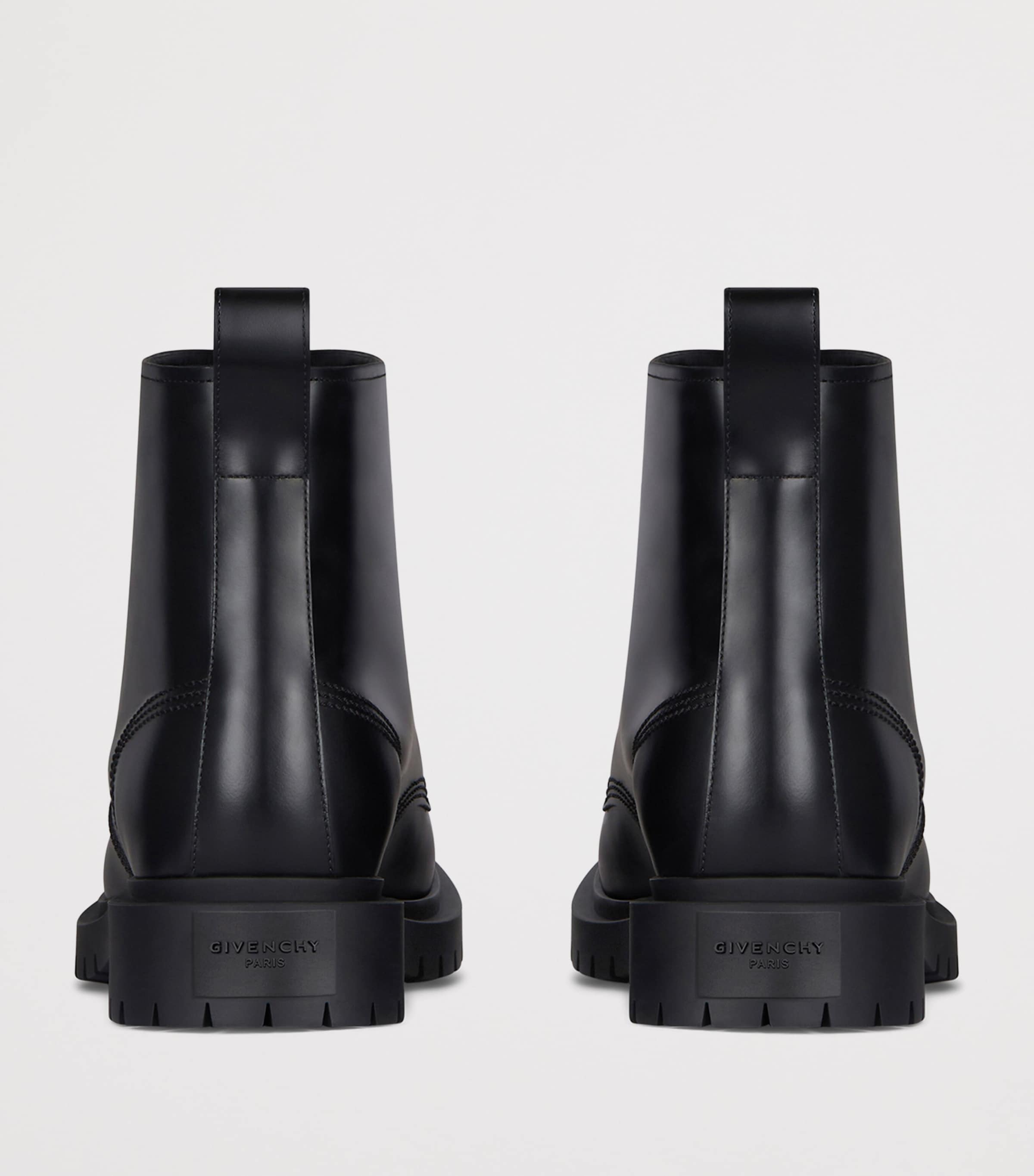 Leather Lace-Up Ankle Boots BLACK Image 4