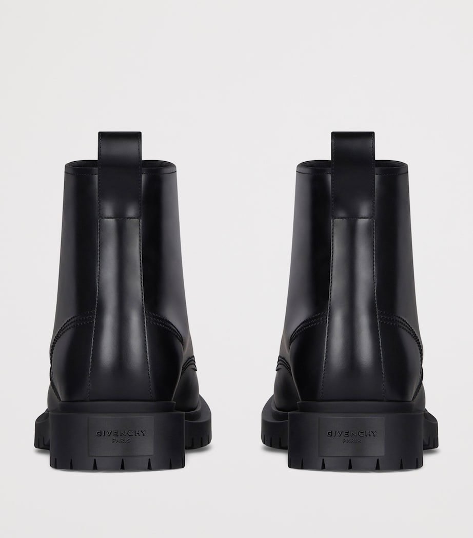 Leather Lace-Up Ankle Boots BLACK Image 4