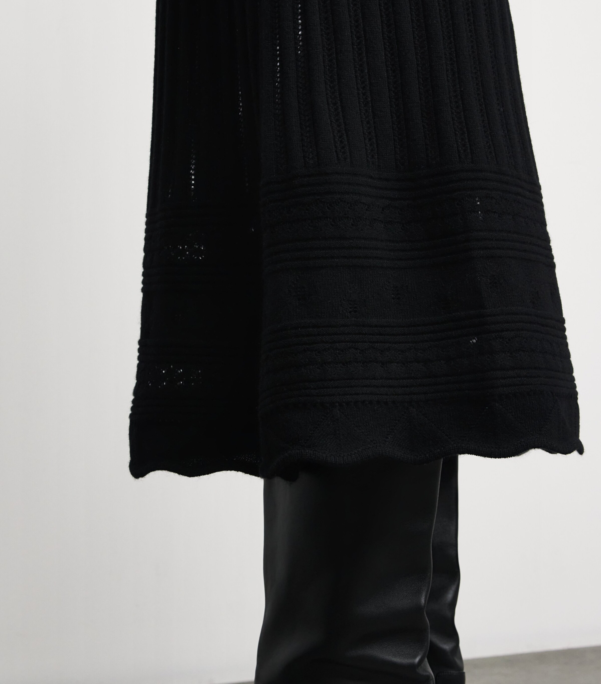 Wool-Cashmere Rythmée Maxi Skirt 1001 NOIR Image 5