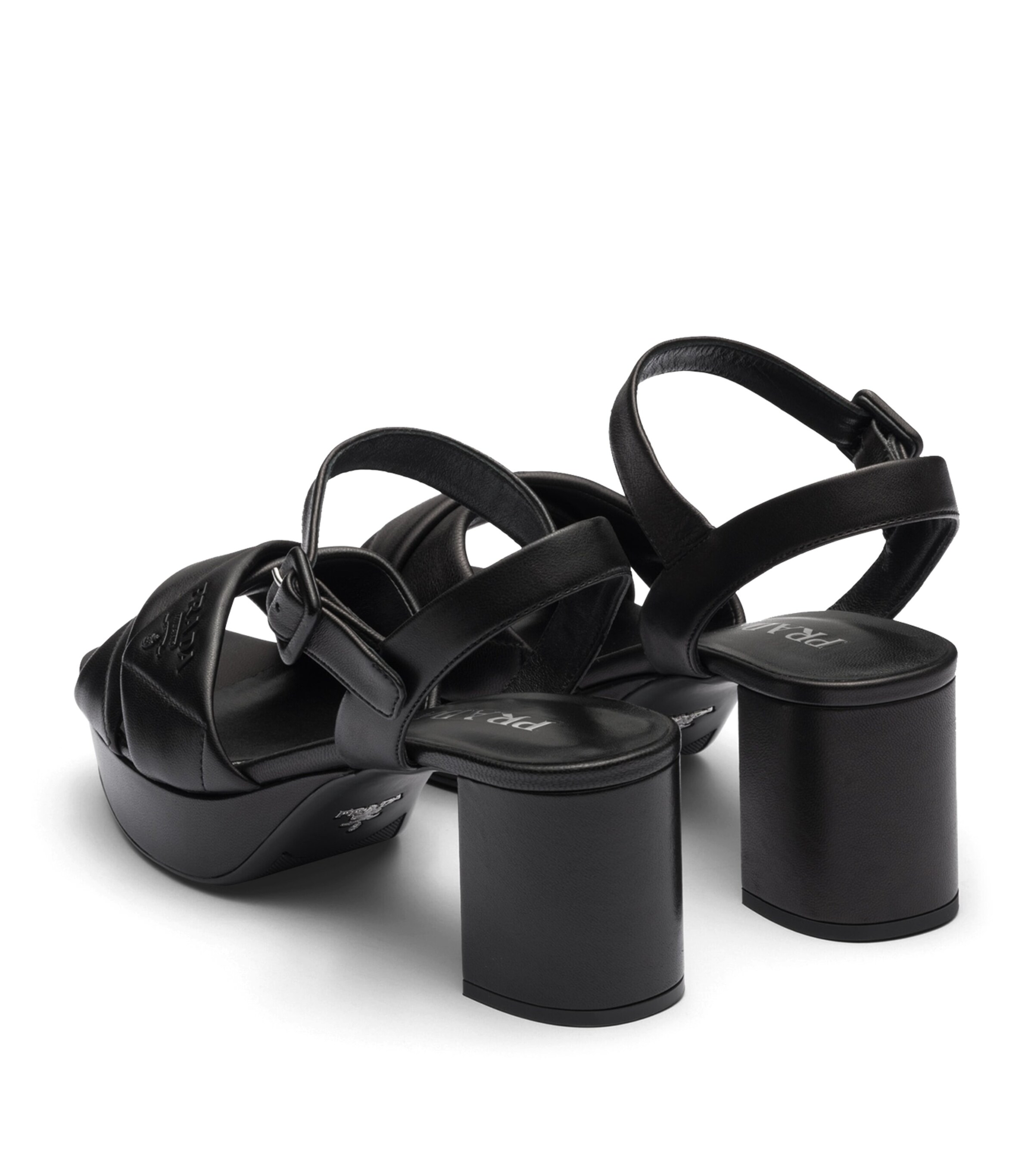 Prada Black Quilted Leather Platform Sandals 65 | Harrods UK
