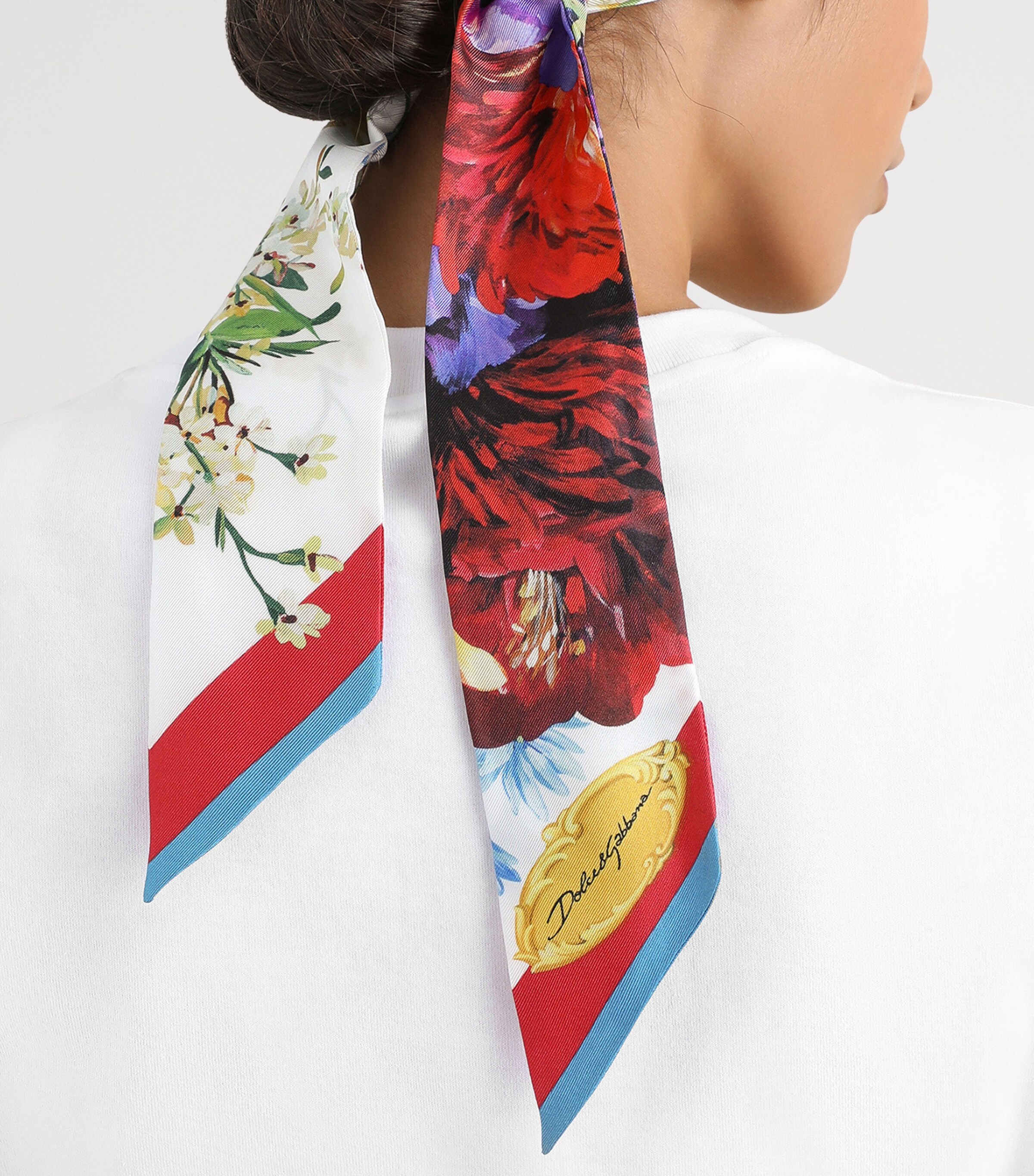 Dolce&Gabbana Womens Cropped Printed T-Shirt Optical White Image 4