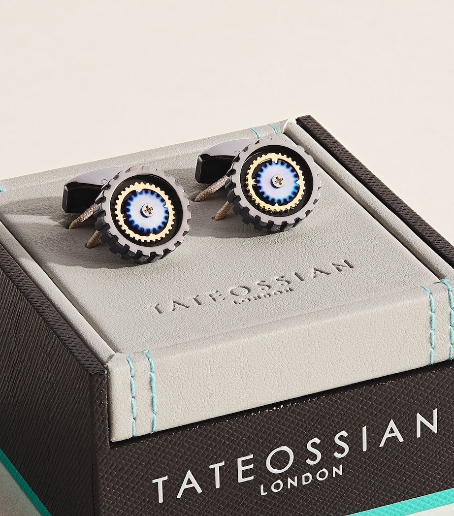 Tateossian Gear Cufflinks Black Image 3