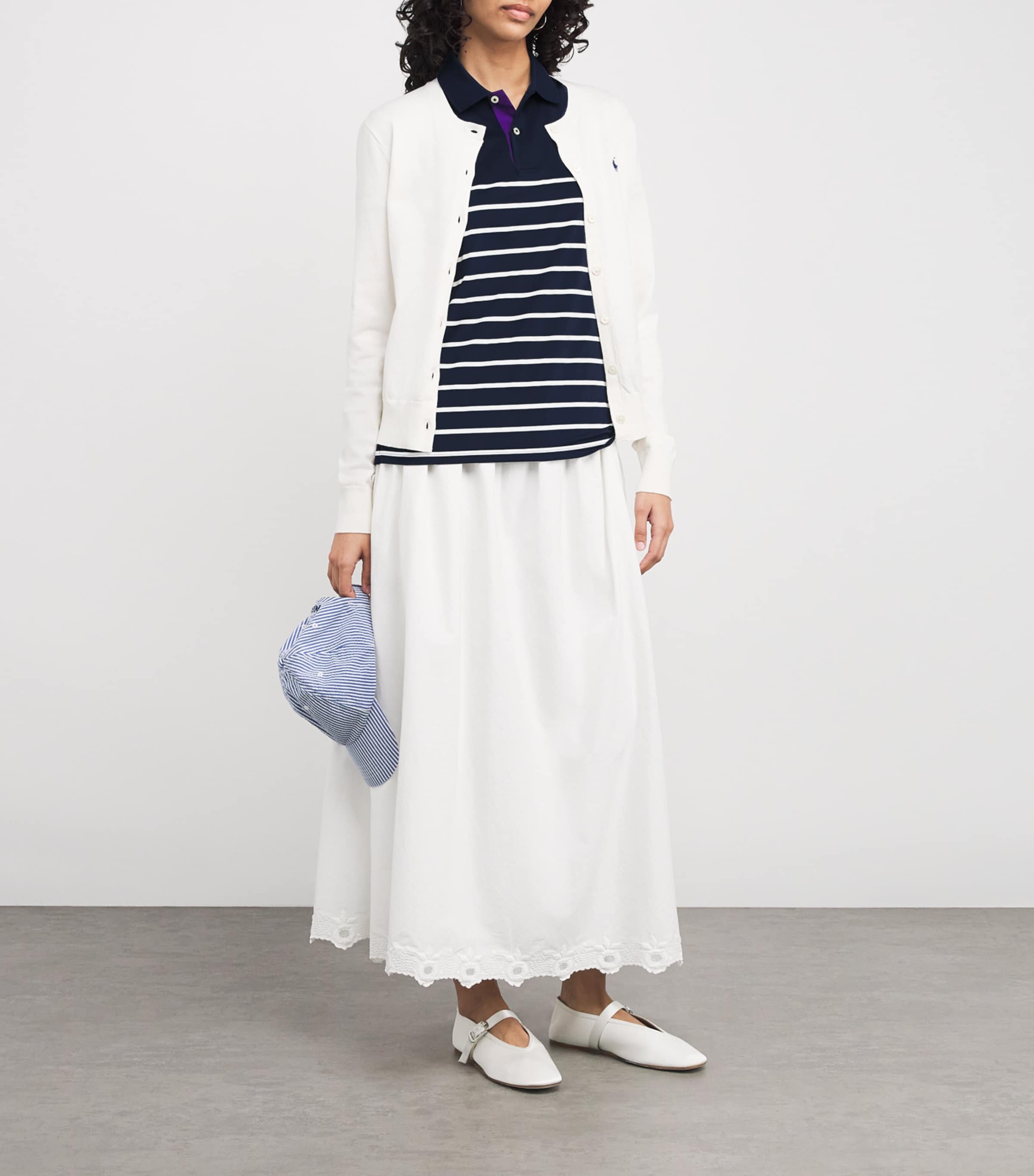 Polo Ralph Lauren Womens x Wimbledon Stripe Polo Shirt Navy Image 2