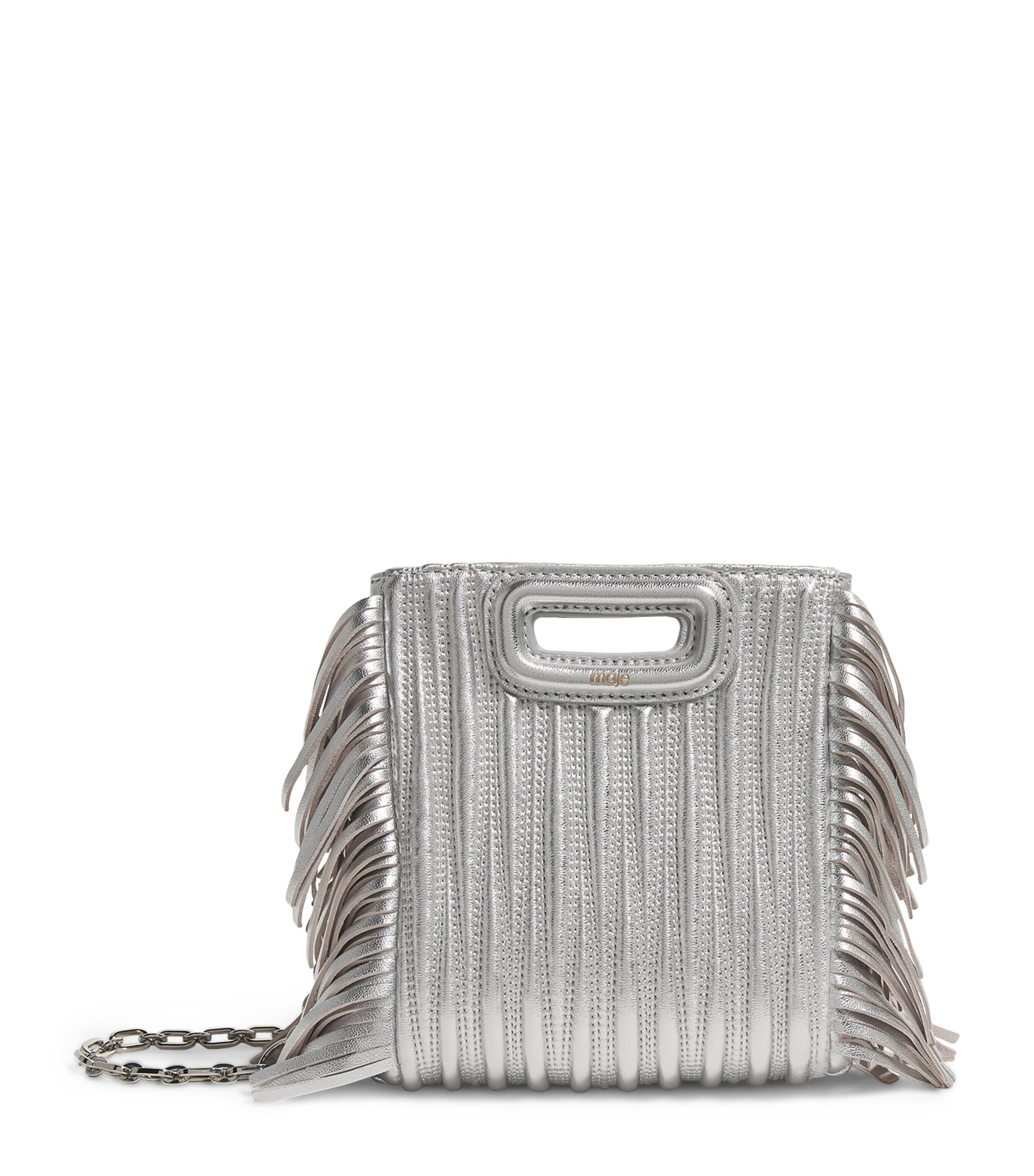 Maje Mini Leather 'm' Top-handle Bag In Black